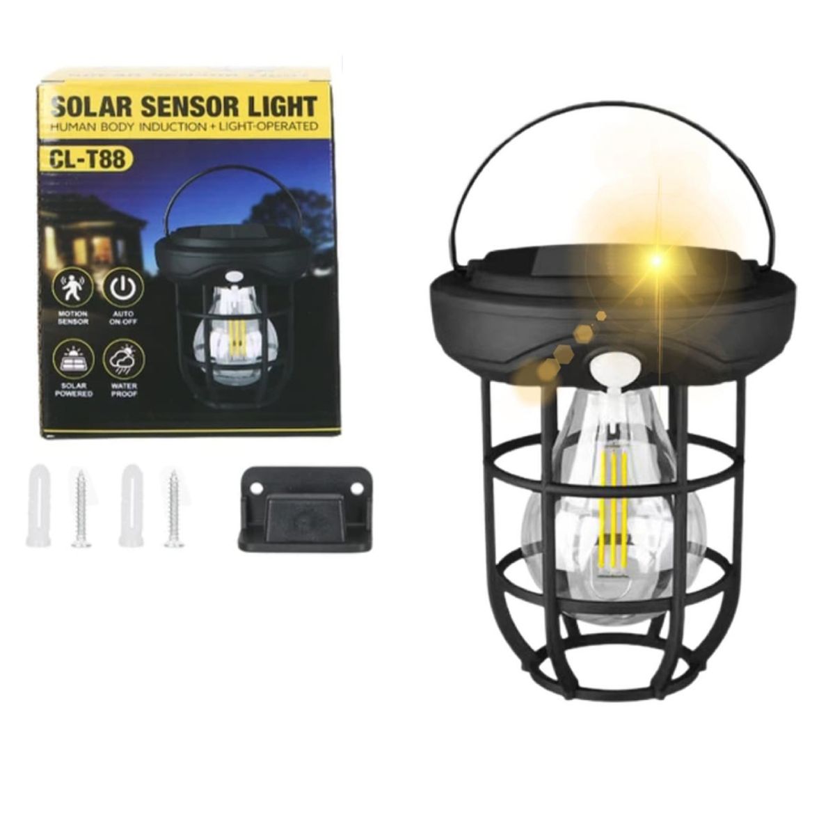 GENERICO - Lampara con Panel Solar para Exterior Sensor de Movimiento Luz Calida