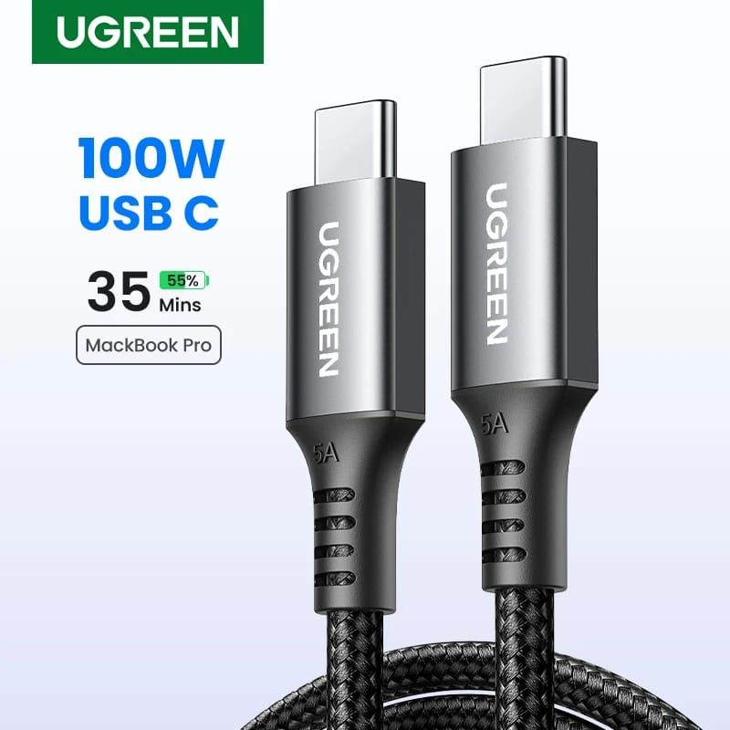 UGREEN - CABLE UGREEN USB C a C - 100W - CARGA RAPIDA - 1MT
