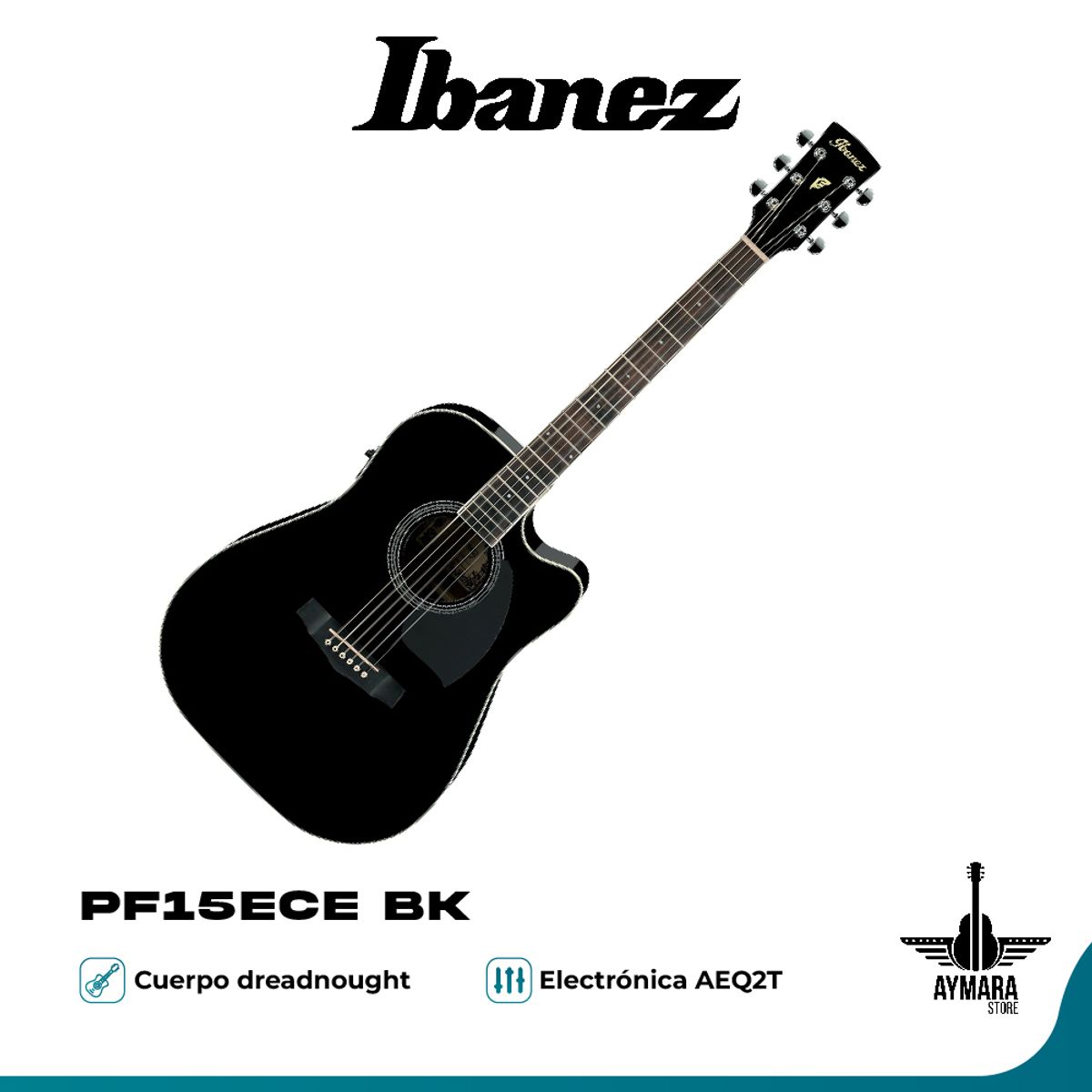 IBANEZ - Guitarra Electroacústica Ibanez PF15ECE BK