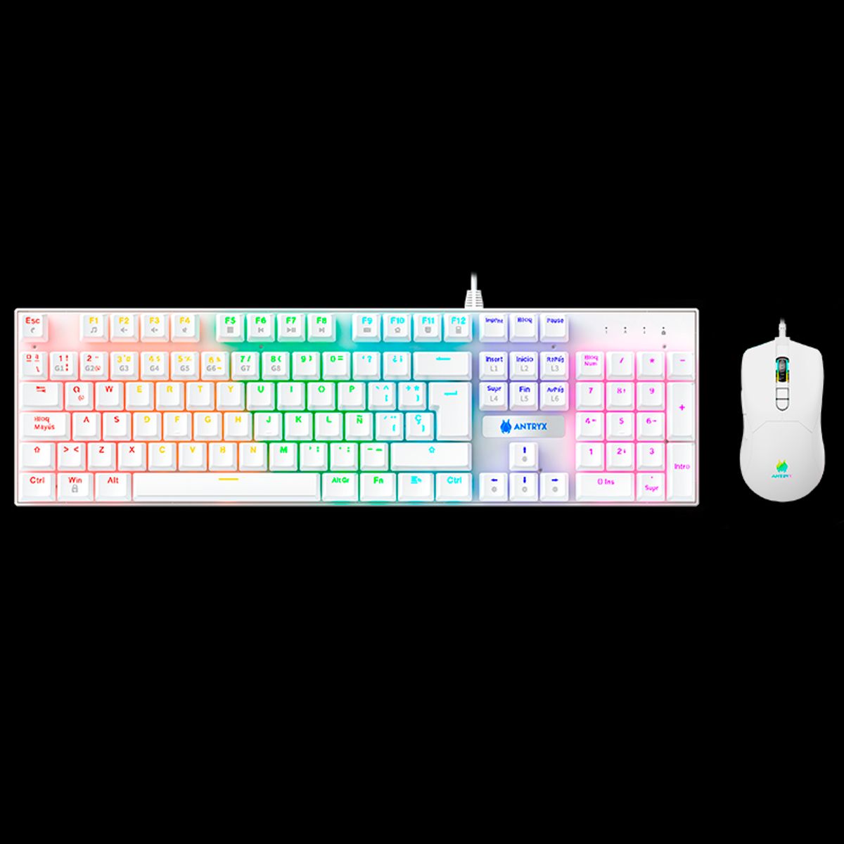 ANTRYX - Combo Gaming Antryx Teclado Mecánico + Mouse Gc-3100 Blanco