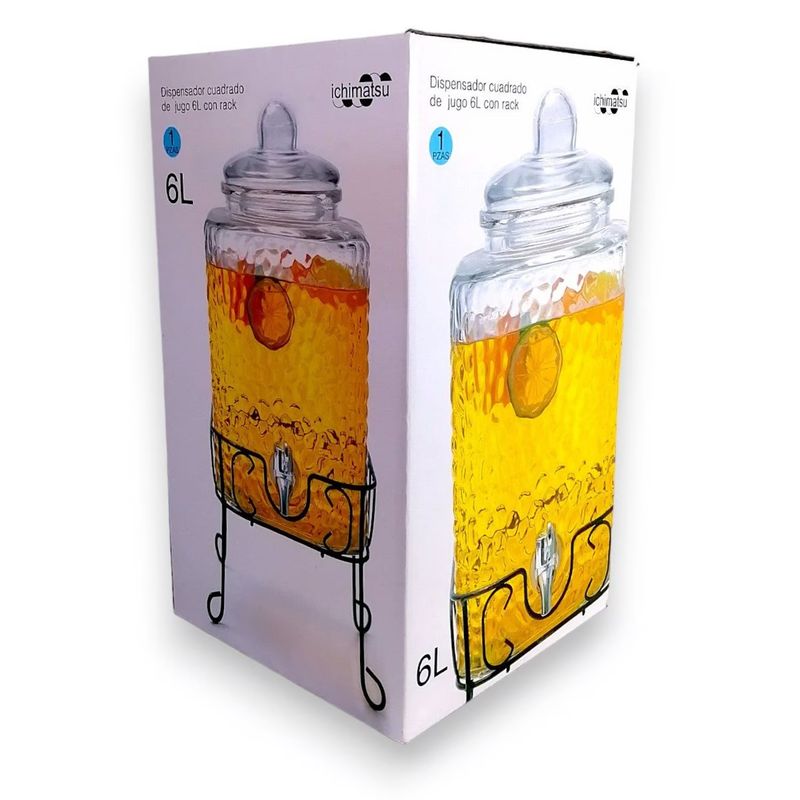 ICHIMATSU - Dispensador para Bebidas de Vidrio 6 Litros + Soporte metálico