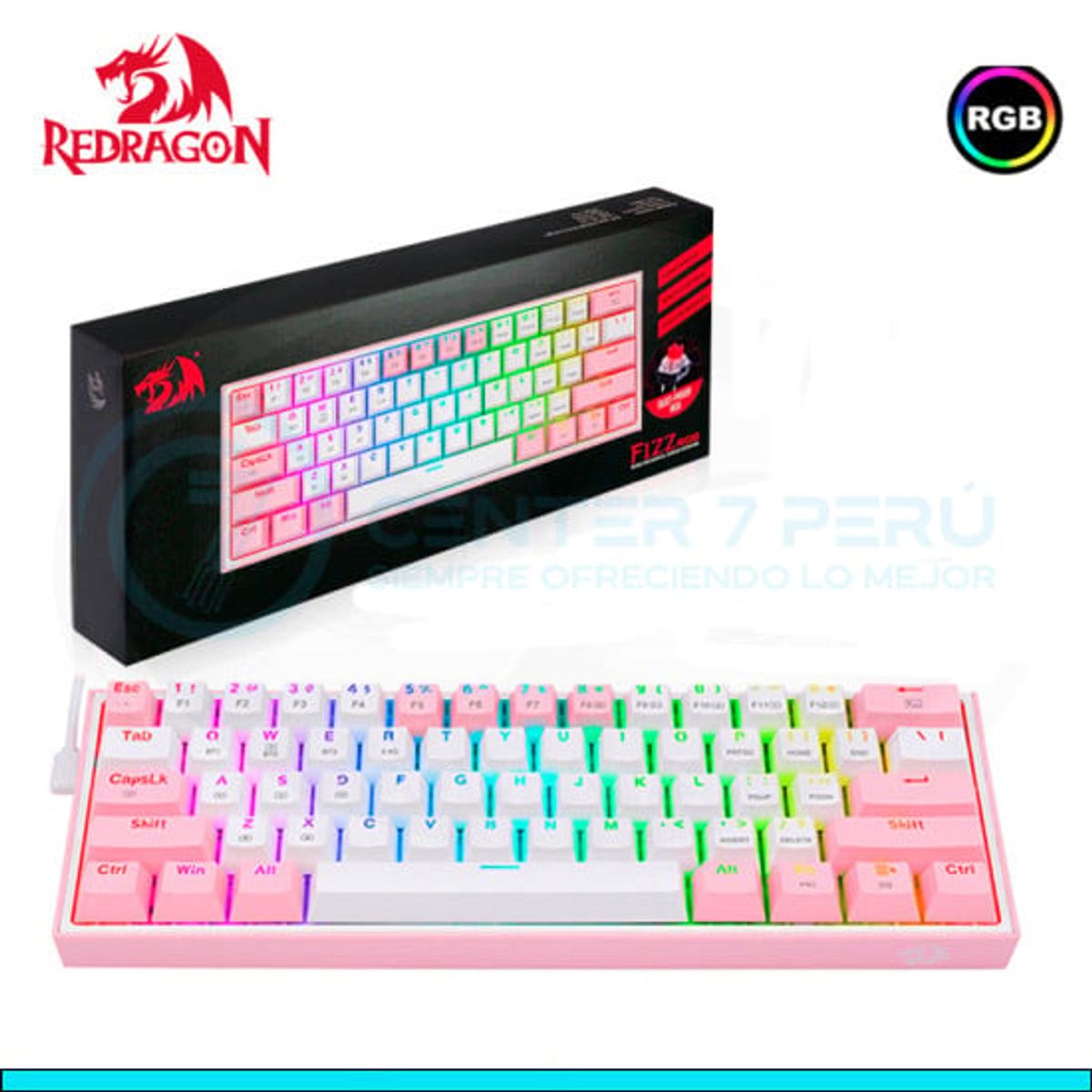 REDRAGON - Teclado Redragon FIZZ PRO Wireless Spanish K616-RGB-PW WHITEPINK