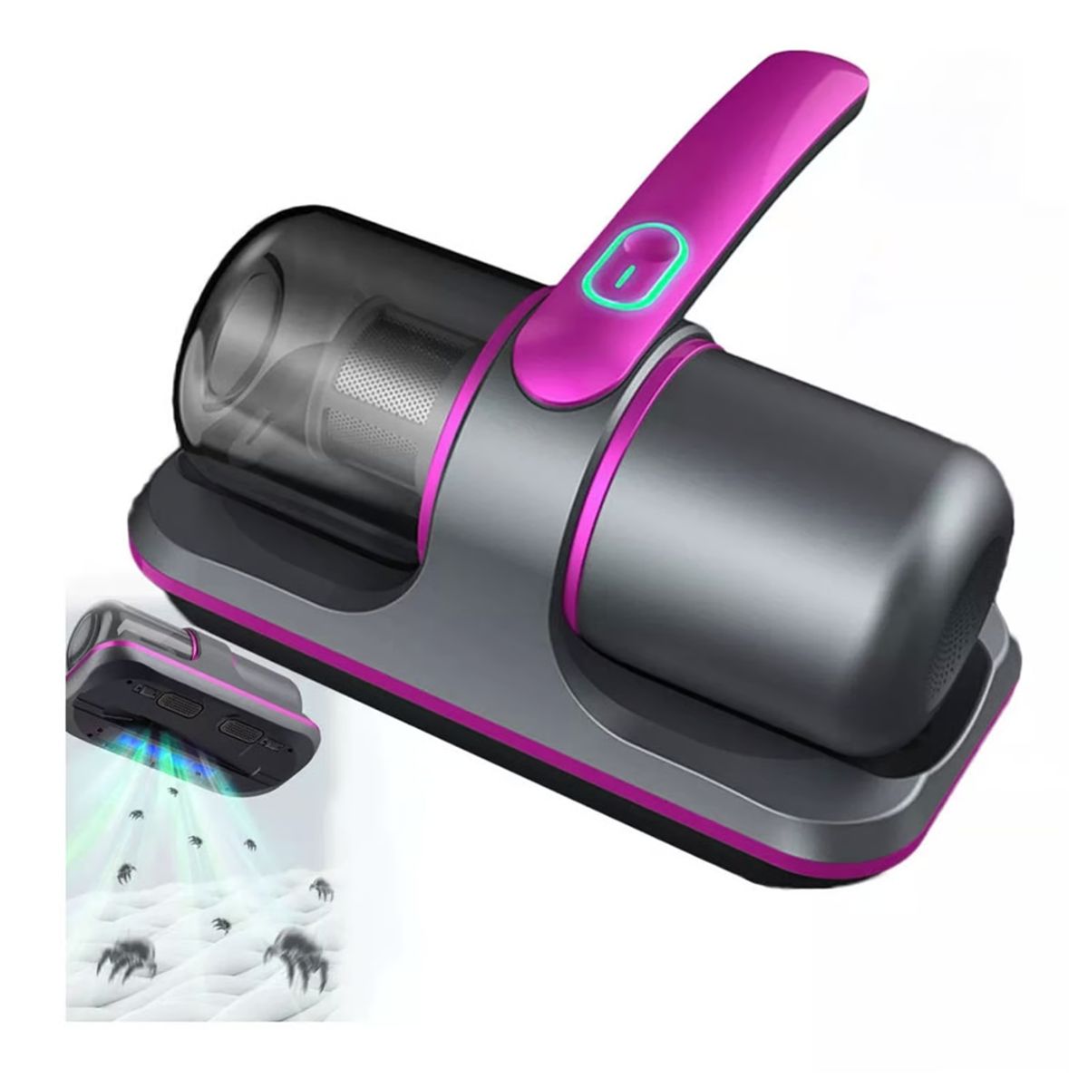 GENERICO - Aspiradora inalámbrica de mano anti ácaros con luz led uv