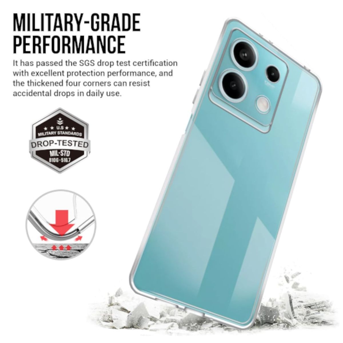 SPACE - Case Transparente Compatible con Xiaomi Redmi Note 13 4G Space