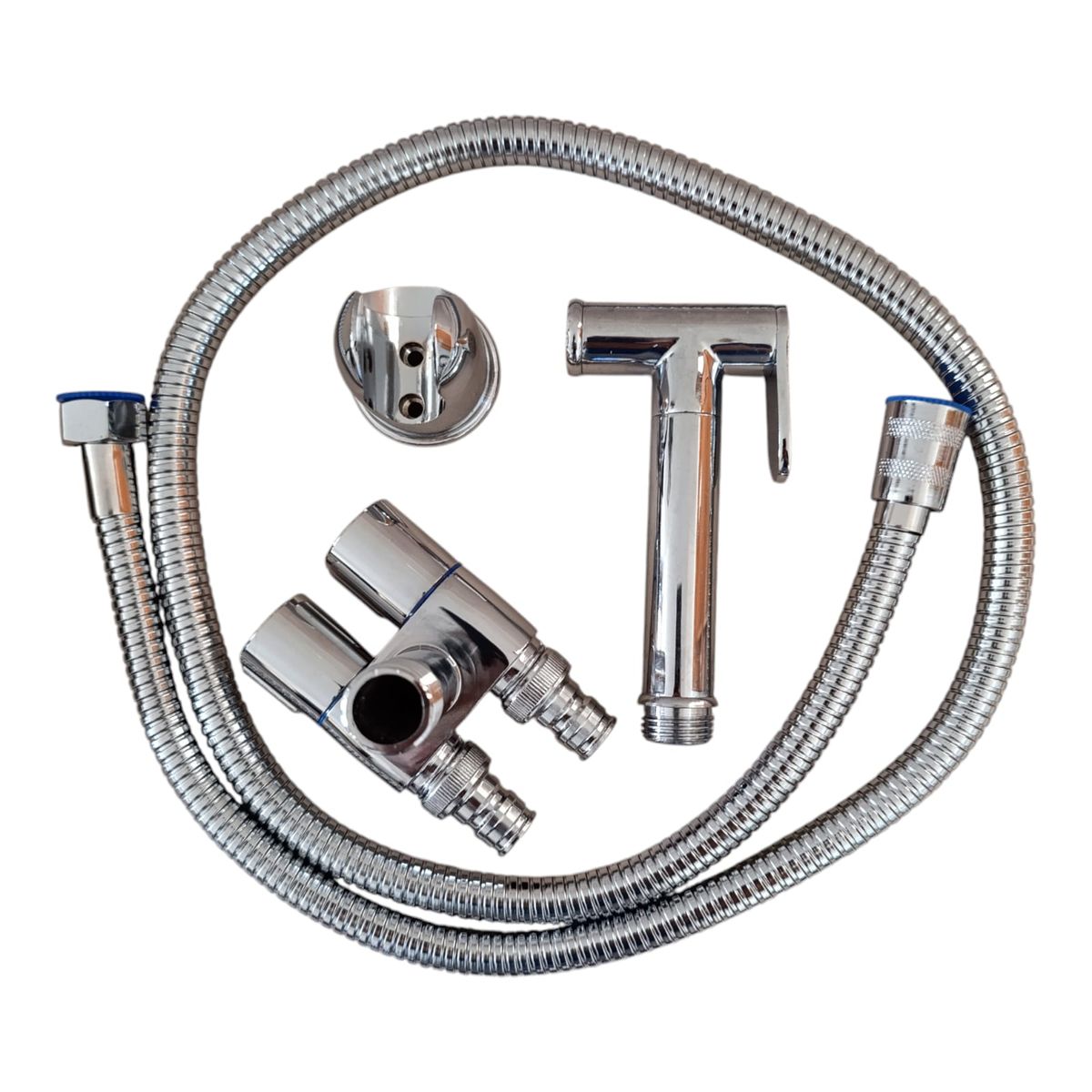 GENERICO - Combo Set Ducha Bidé Acero Pesado HORSE con válvula doble Cromado Brillante