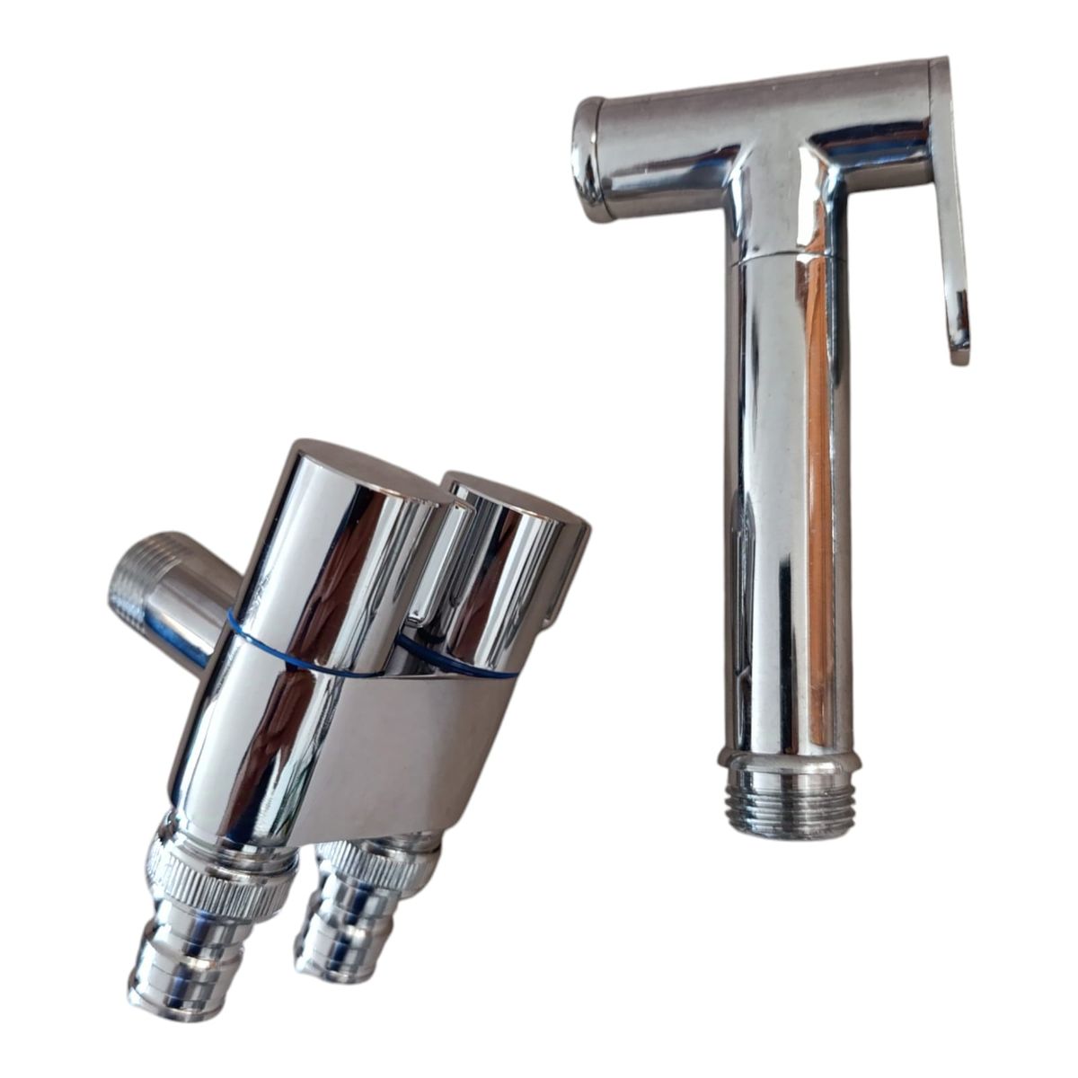 GENERICO - Combo Set Ducha Bidé Acero Pesado HORSE con válvula doble Cromado Brillante