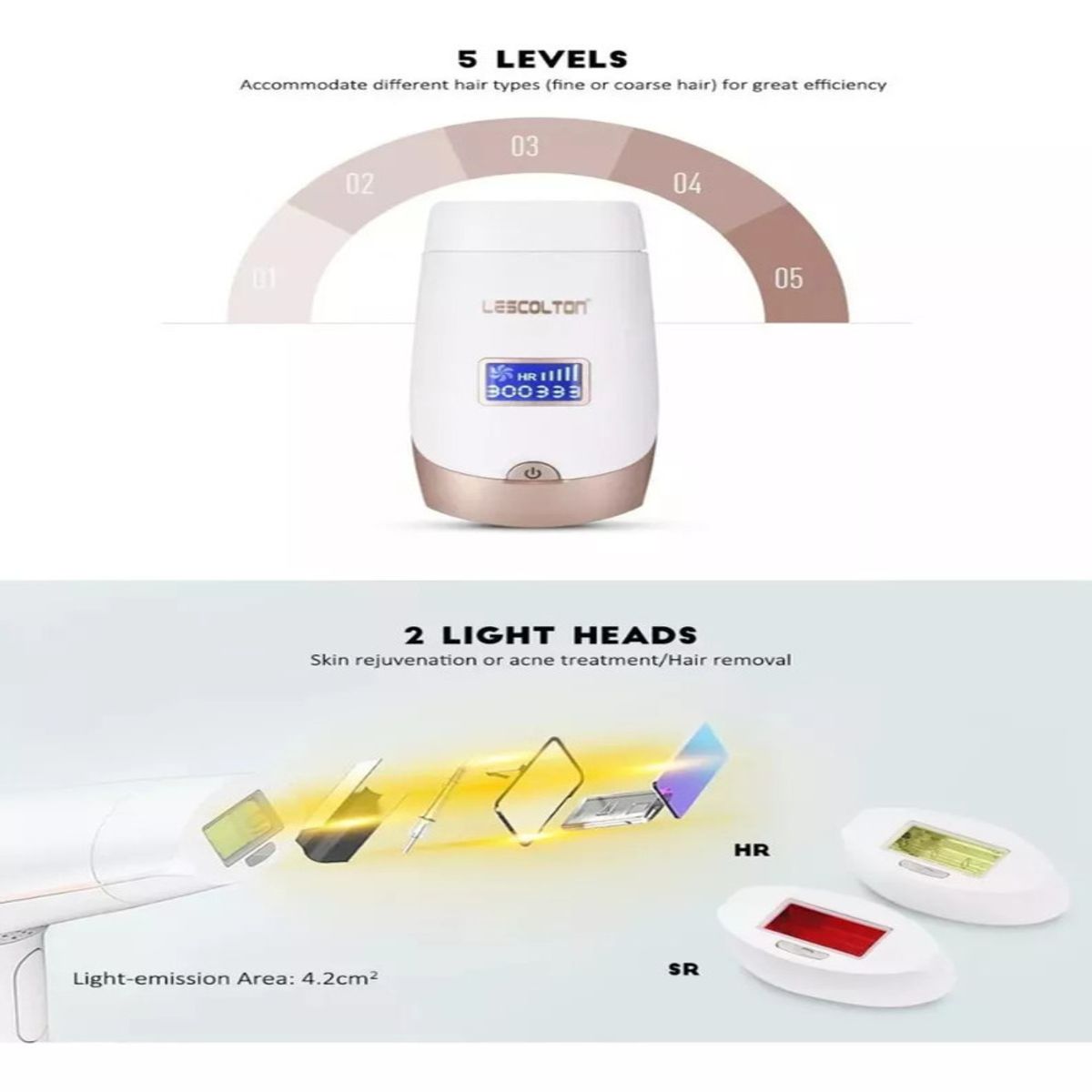 GENERICO - Depiladora Laser Lescolton T009i Digital 3 Cartuchos_123