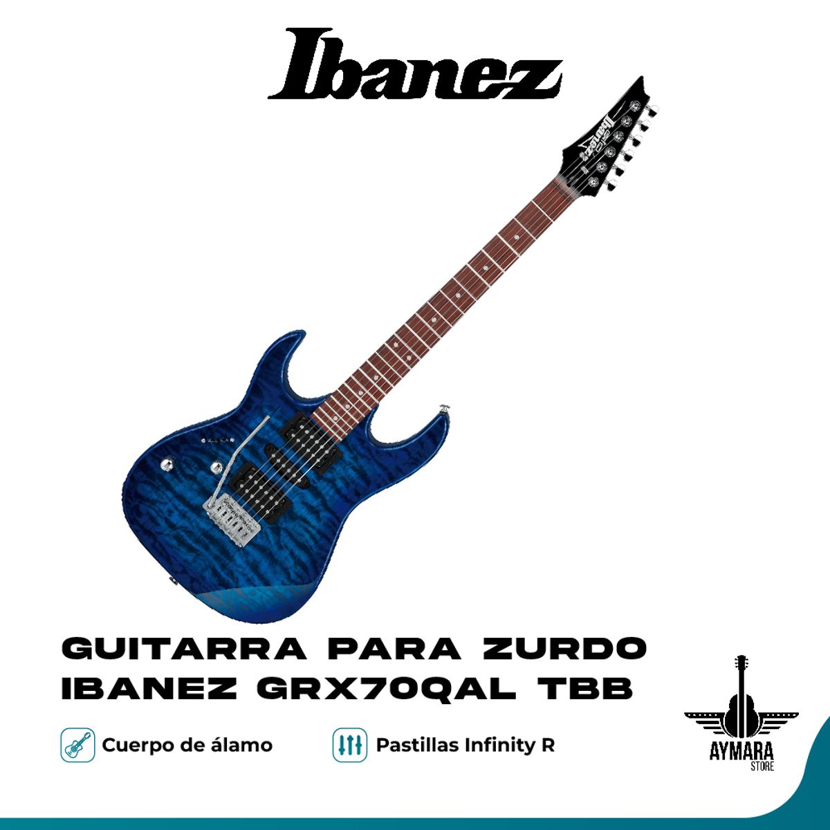IBANEZ - Guitarra eléctrica para zurdo Ibanez GRX70QAL TBB