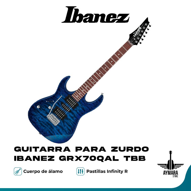 IBANEZ - Guitarra eléctrica para zurdo Ibanez GRX70QAL TBB