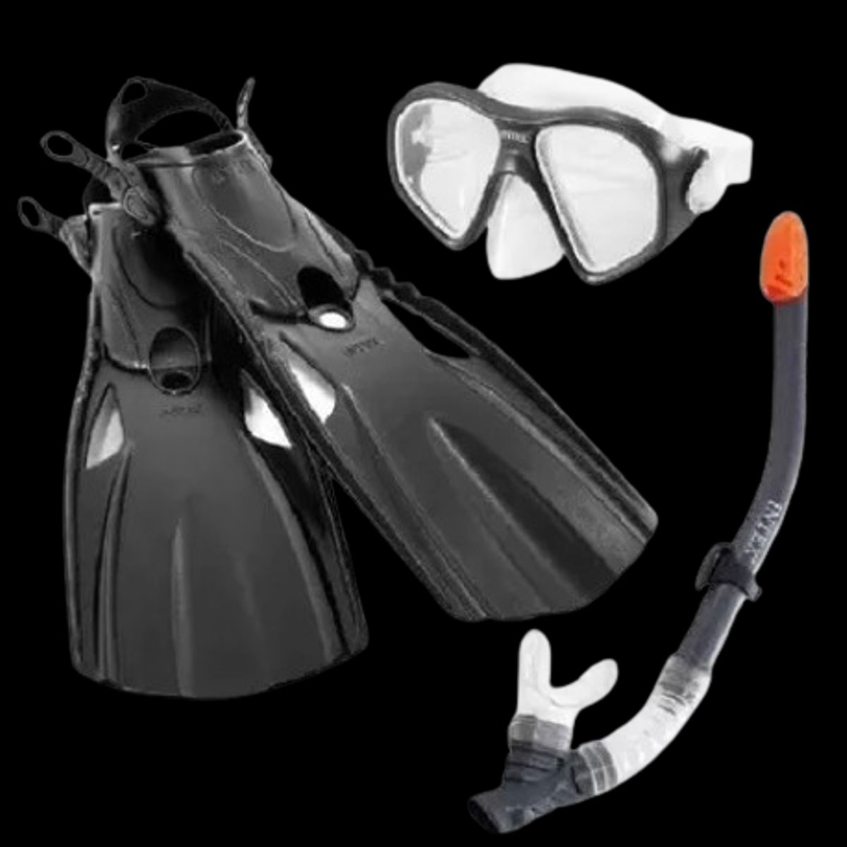 INTEX - Set de Buceo - Aletas + Mascara Talla 41-45  Negro