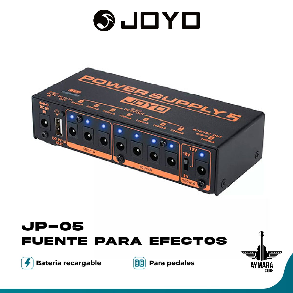 JOYO - Fuente para efectos recargable Joyo JP-05