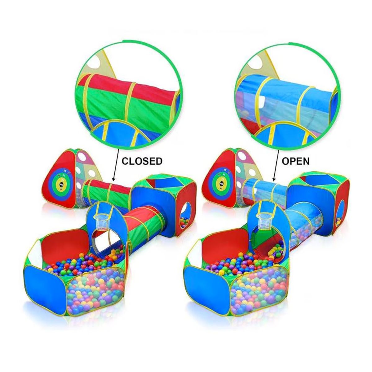 EVERBEST - Circuito Carpa 5 en 1 doble túnel Juego Para niños