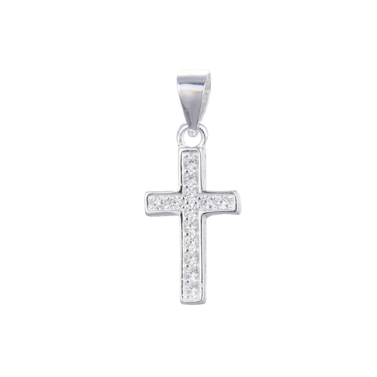 SANTORAL - Dije Cruz con Brillos - Plata