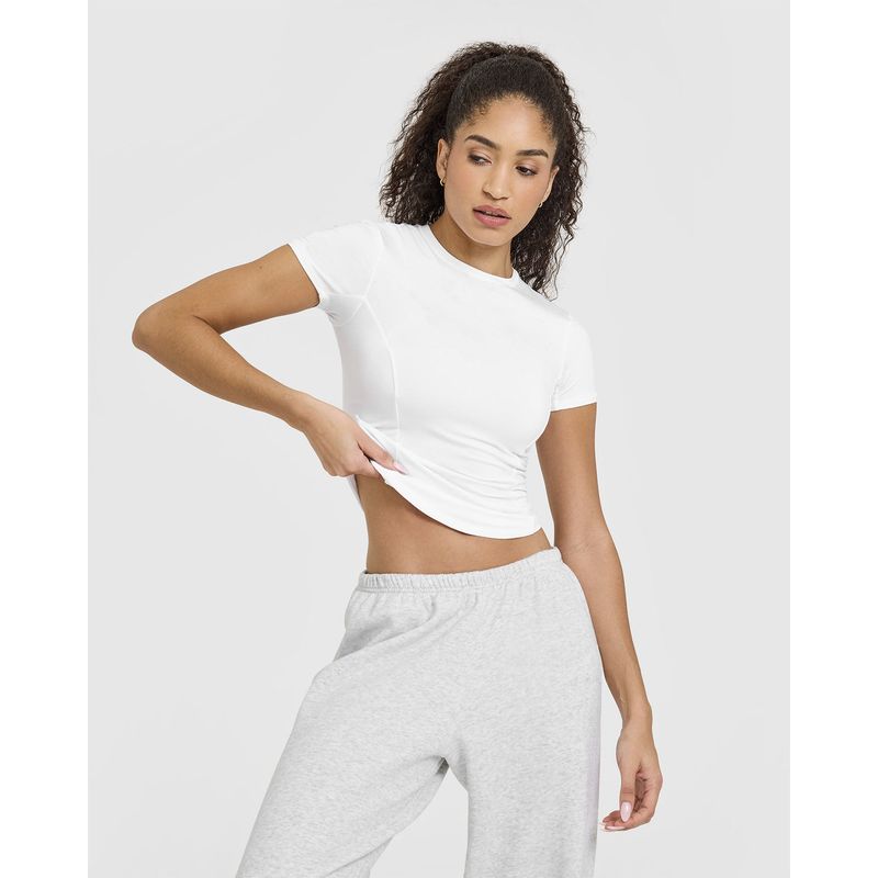 GENERICO - CAMISETA DE LYCRA MANGA CORTA MUJER - TOP ENTALLADO MANGA CORTA MUJER