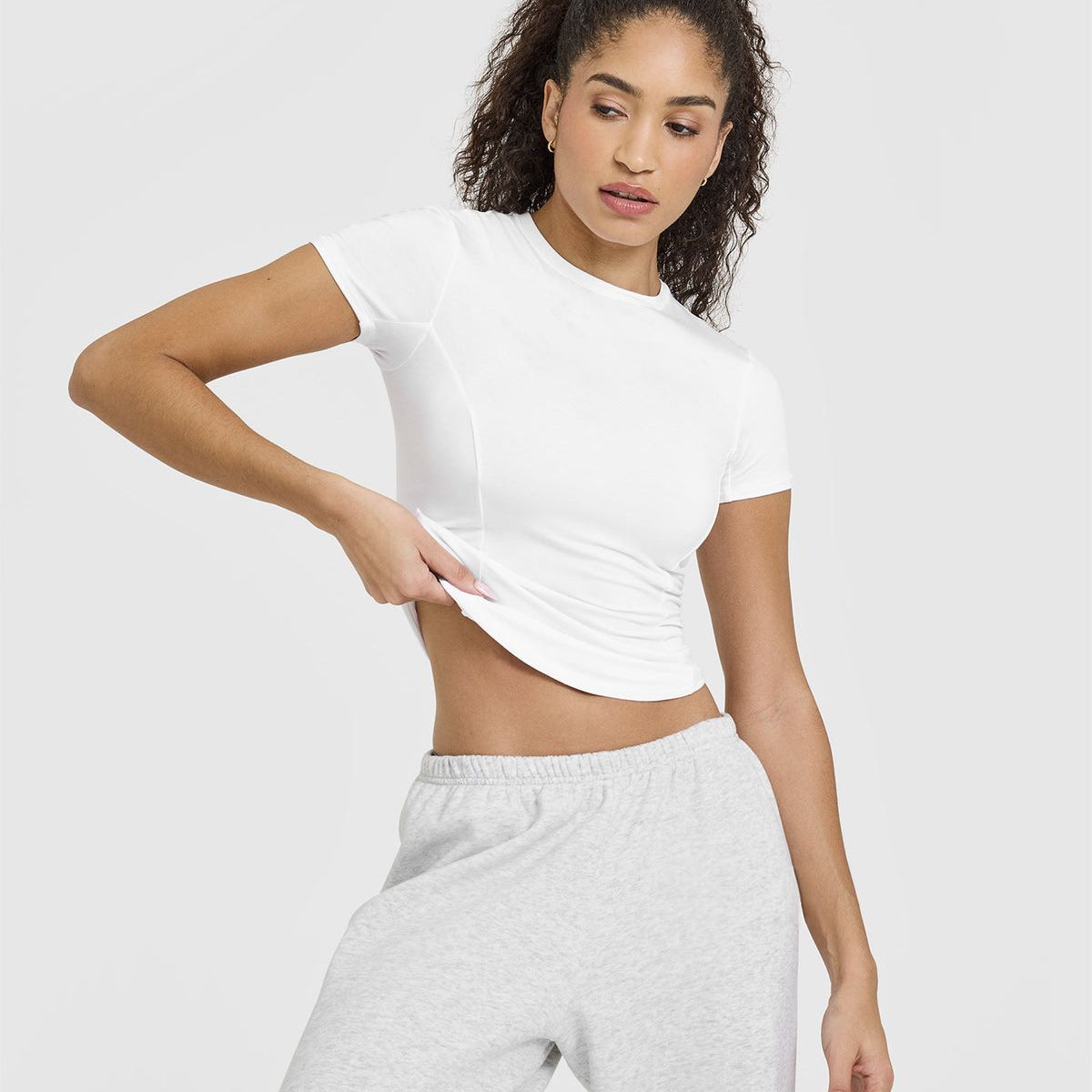 GENERICO - CAMISETA DE LYCRA MANGA CORTA MUJER - TOP ENTALLADO MANGA CORTA MUJER