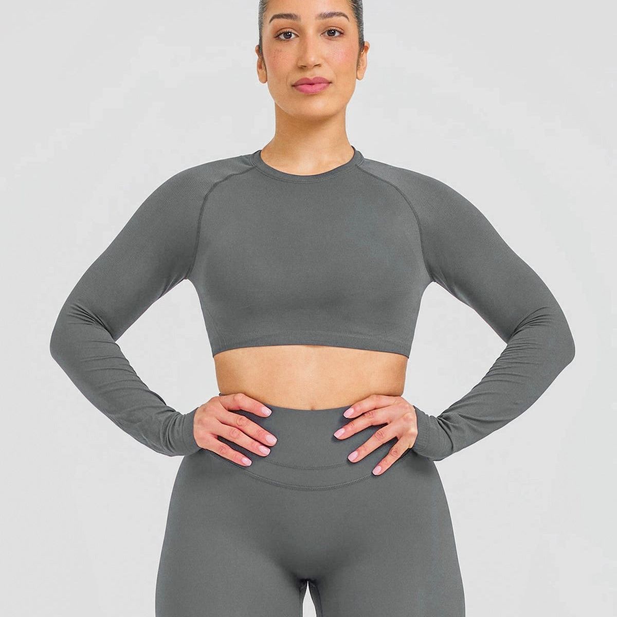 GENERICO - TOP DEPORTIVO MANGA LARGA MUJER CROP DEPORTIVO MANGA LARGA DE LYCRA