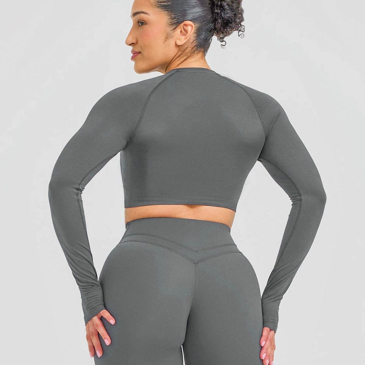 GENERICO - TOP DEPORTIVO MANGA LARGA MUJER CROP DEPORTIVO MANGA LARGA DE LYCRA