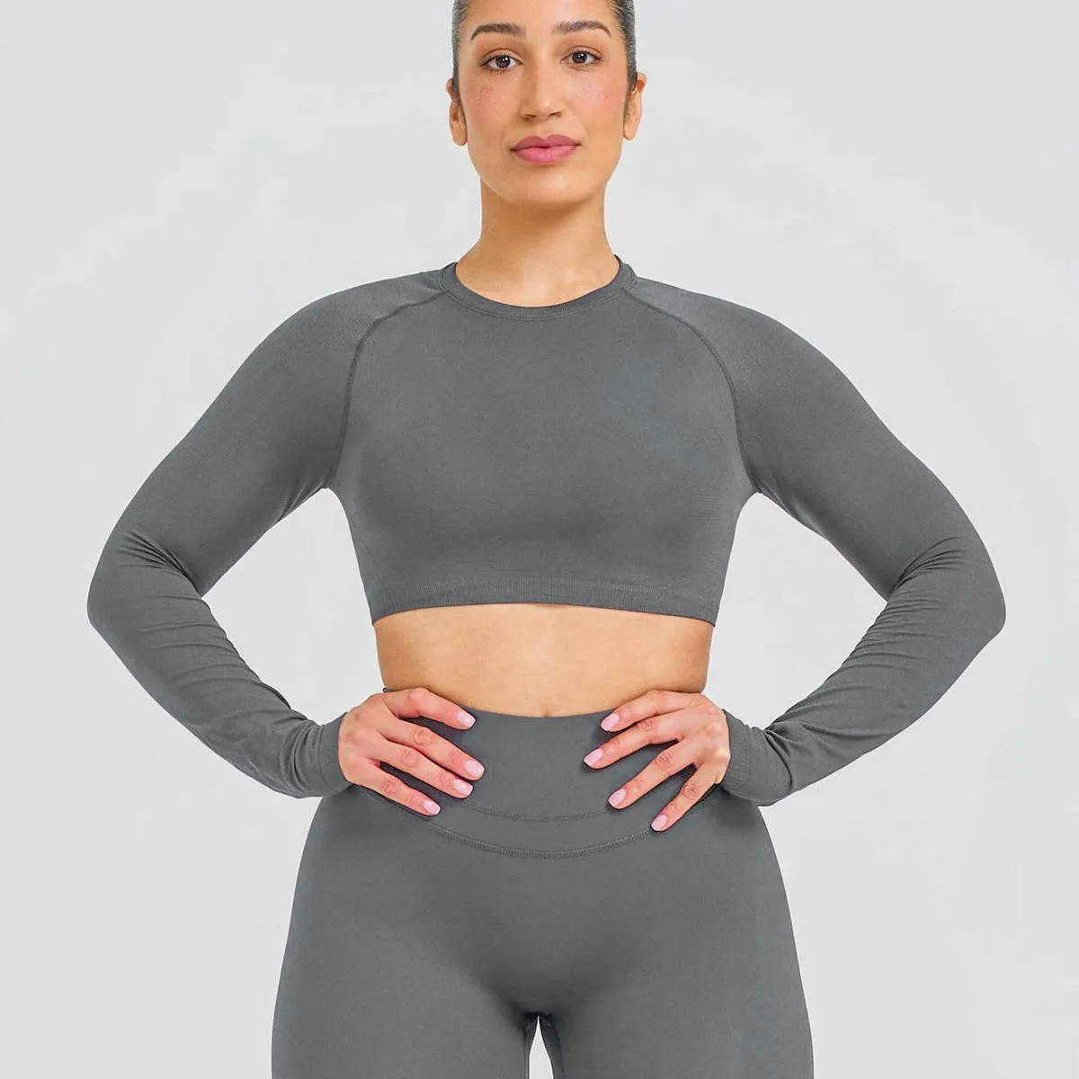 GENERICO - TOP DEPORTIVO MANGA LARGA MUJER CROP DEPORTIVO MANGA LARGA DE LYCRA