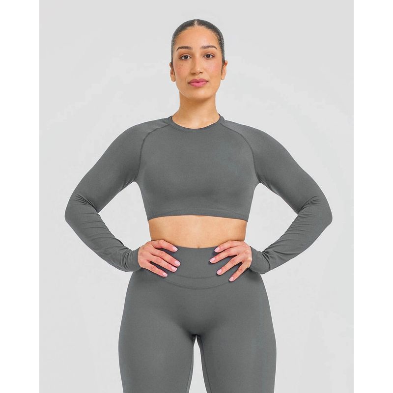 GENERICO - TOP DEPORTIVO MANGA LARGA MUJER CROP DEPORTIVO MANGA LARGA DE LYCRA