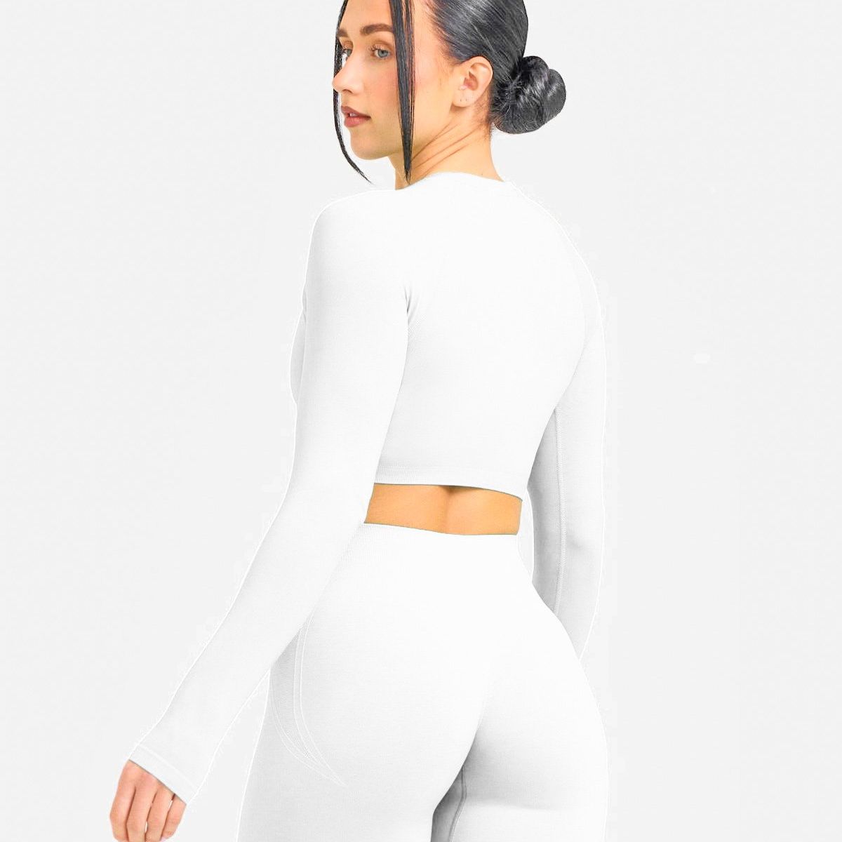 GENERICO - TOP DEPORTIVO MANGA LARGA MUJER CROP DEPORTIVO MANGA LARGA DE LYCRA