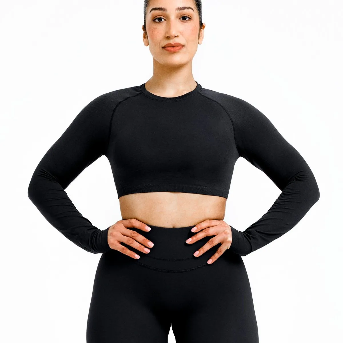 GENERICO - TOP DEPORTIVO MANGA LARGA MUJER CROP DEPORTIVO MANGA LARGA DE LYCRA