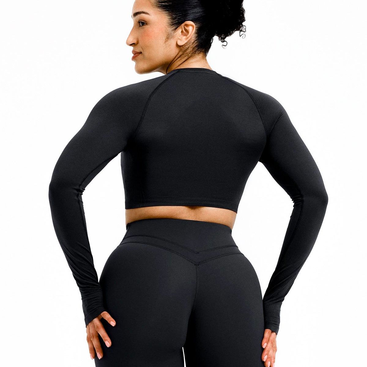 GENERICO - TOP DEPORTIVO MANGA LARGA MUJER CROP DEPORTIVO MANGA LARGA DE LYCRA