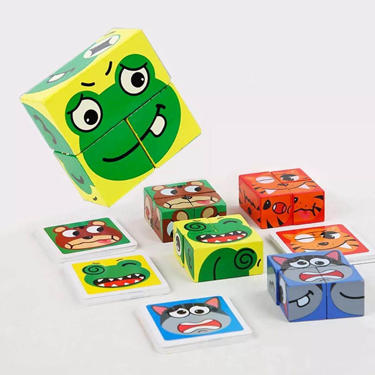 GENERICO - Juguete de madera Cambio de cara Cubo de Rubik Bloques