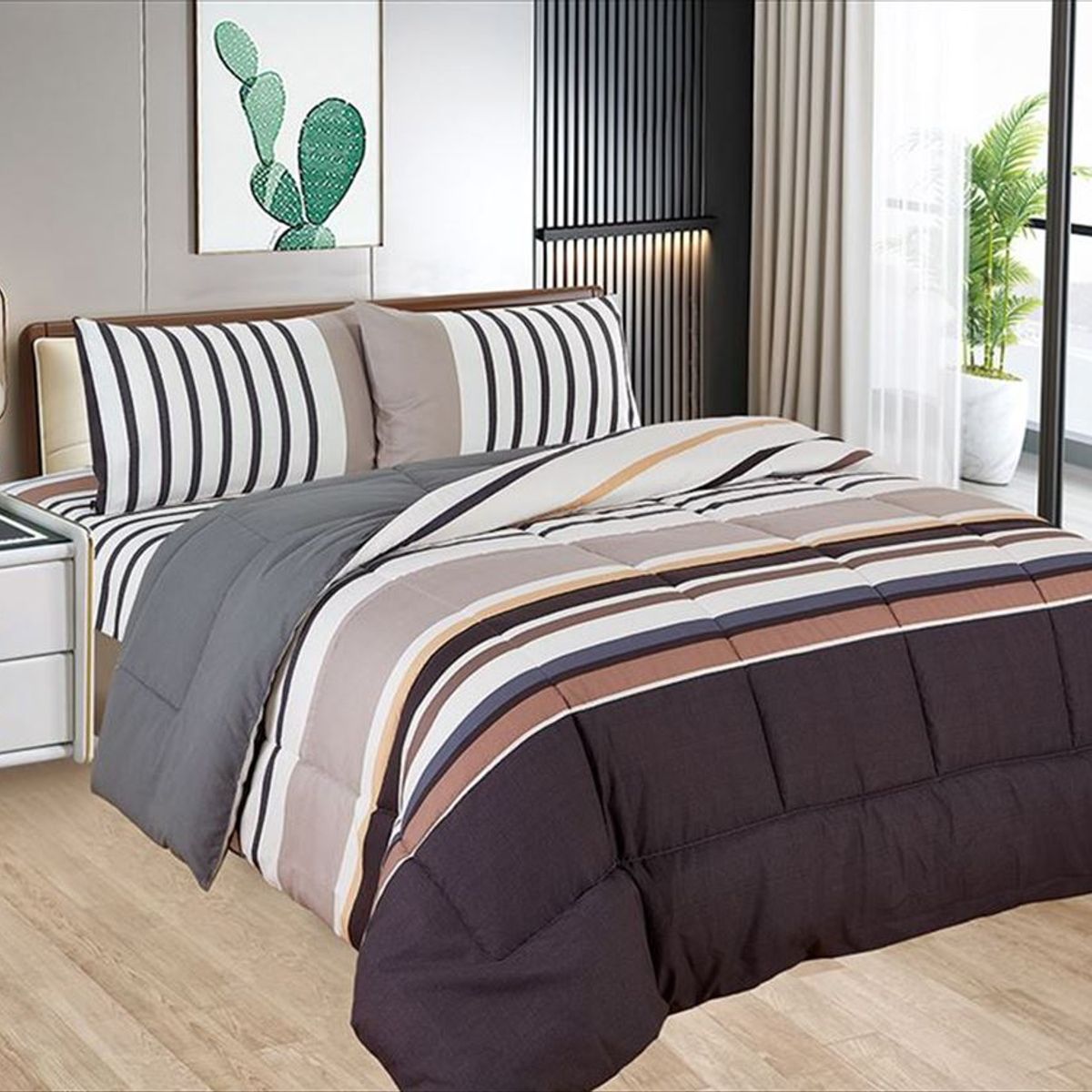 CASATEX - Edredón 2 Plazas + Juego de Sábanas 100% Algodón - 5 Piezas