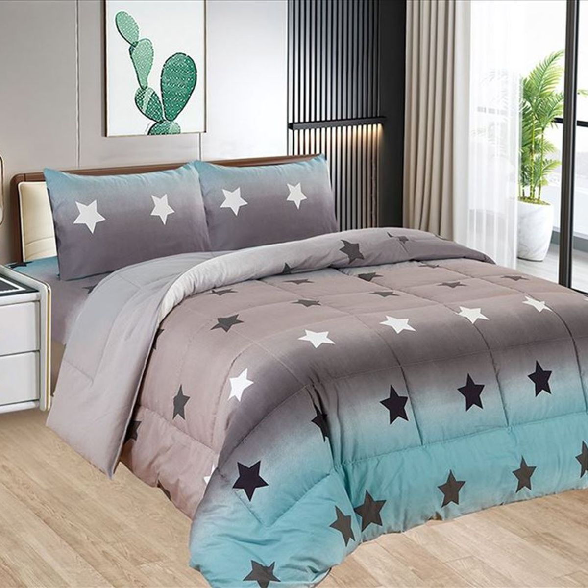 CASATEX - Edredón 2 Plazas + Juego de Sábanas 100% Algodón - 5 Piezas