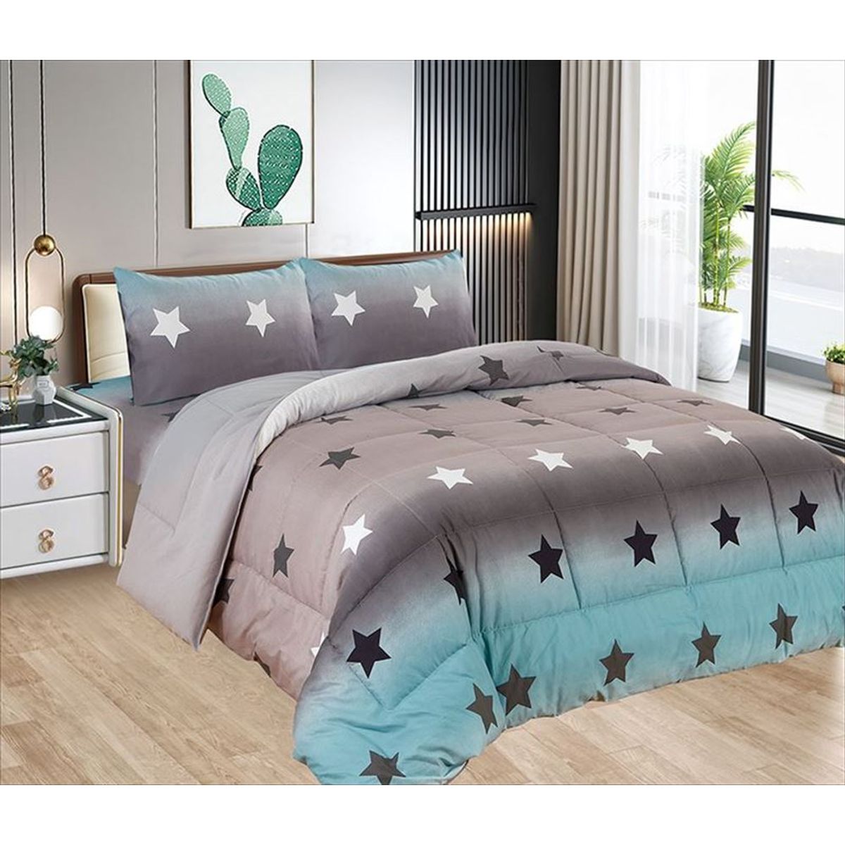 CASATEX - Edredón 2 Plazas + Juego de Sábanas 100% Algodón - 5 Piezas