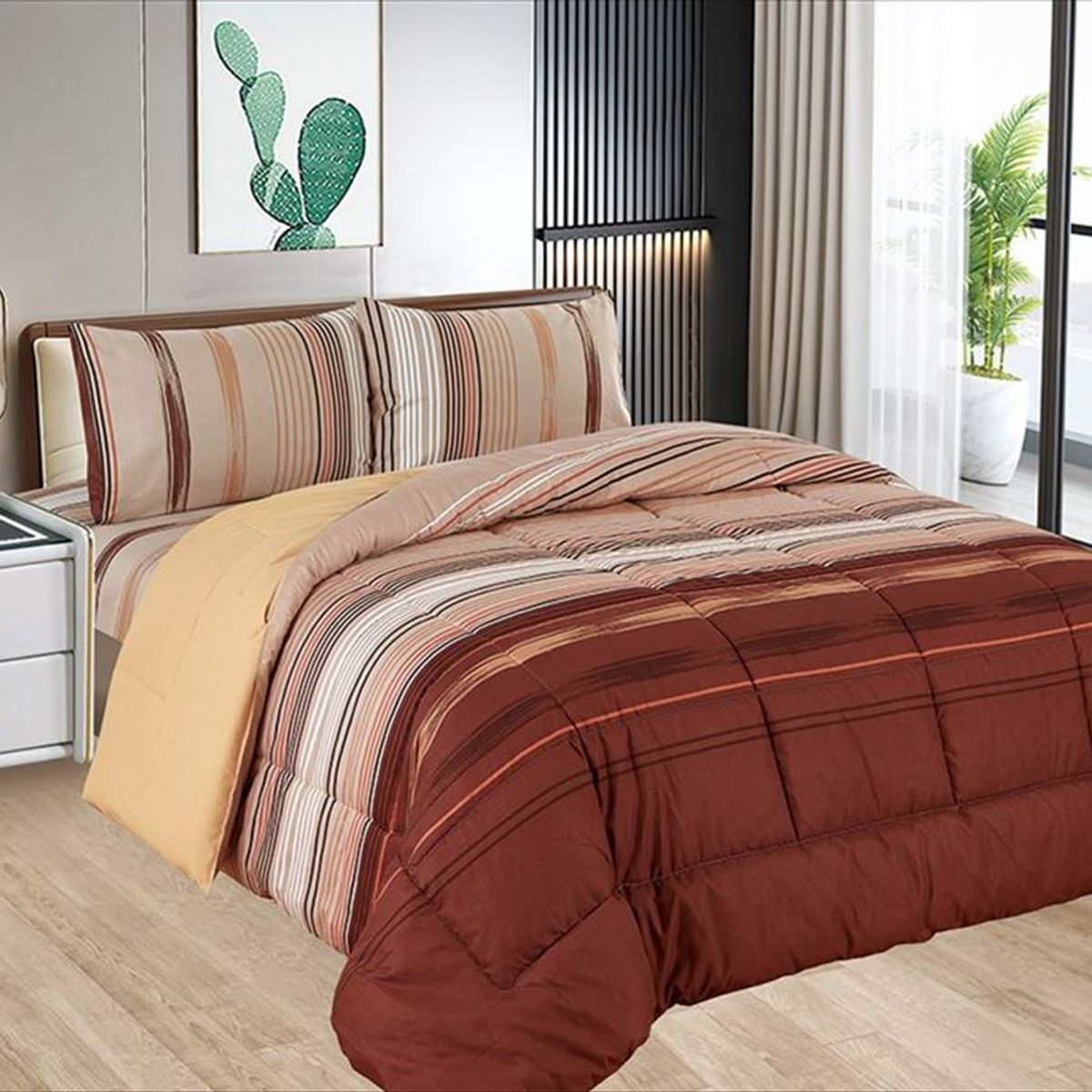 CASATEX - Edredón 2 Plazas + Juego de Sábanas 100% Algodón - 5 Piezas