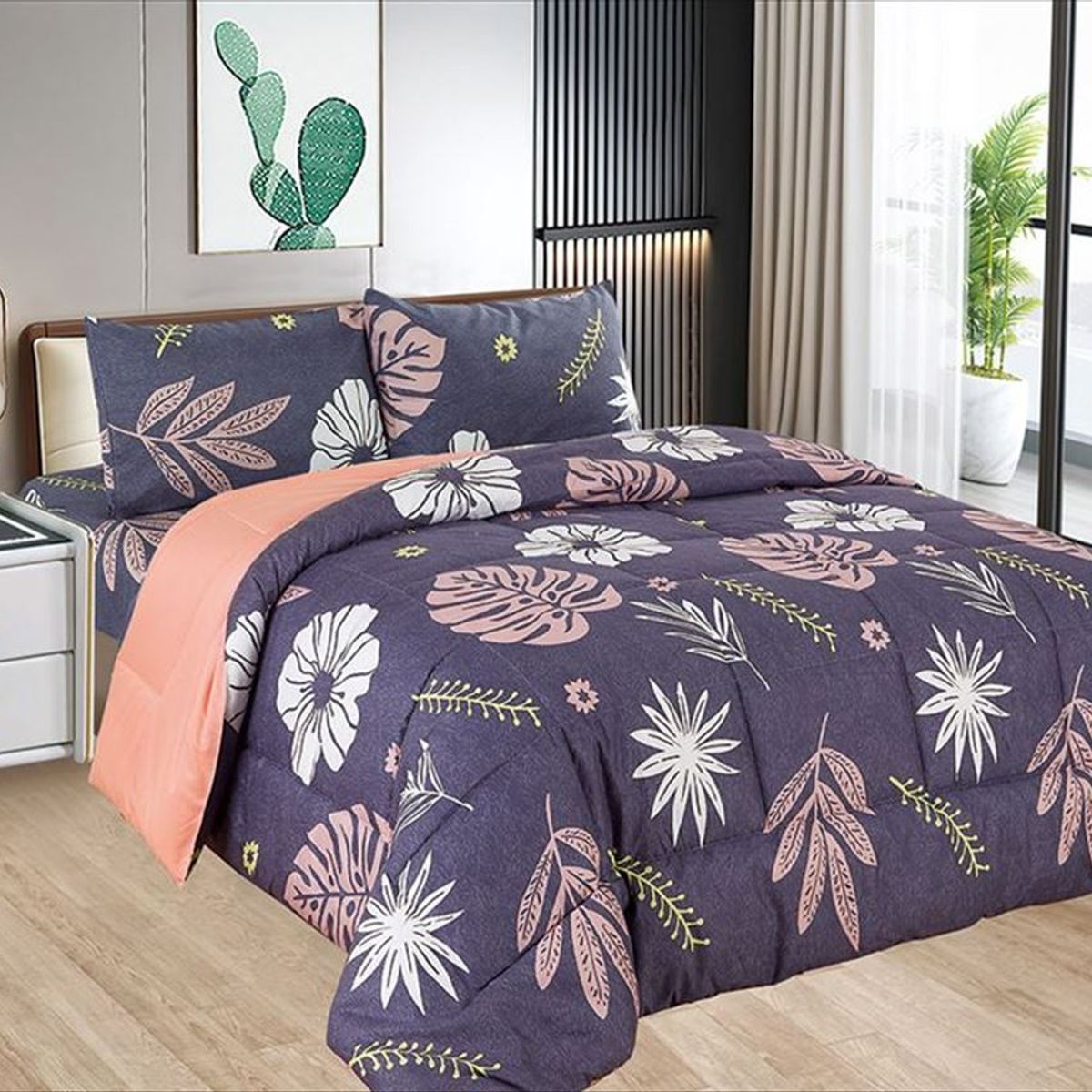 CASATEX - Edredón 2 Plazas + Juego de Sábanas 100% Algodón - 5 Piezas