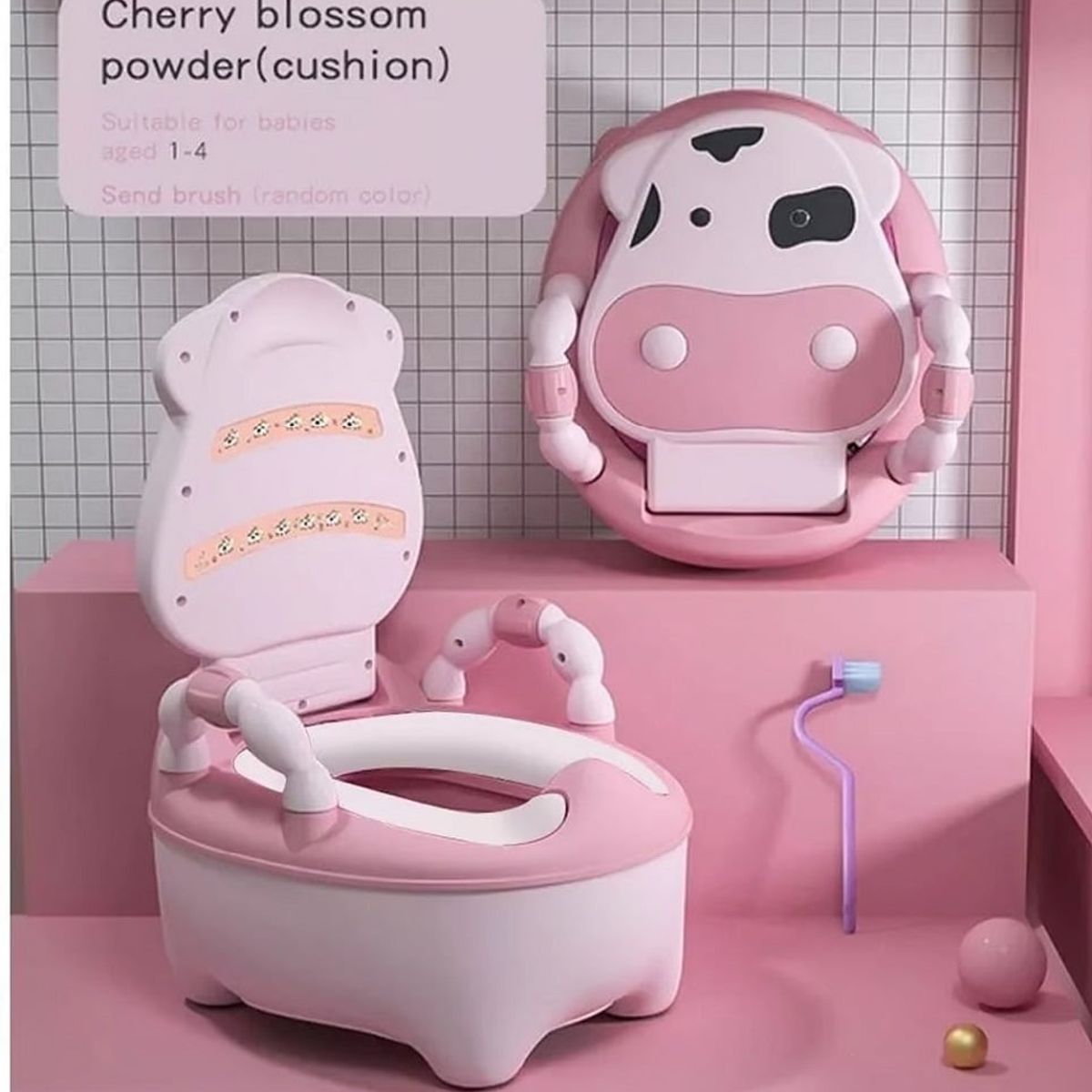 GENERICO - Bacín de Entrenamiento para Bebé Niñas Vaquita Rosado