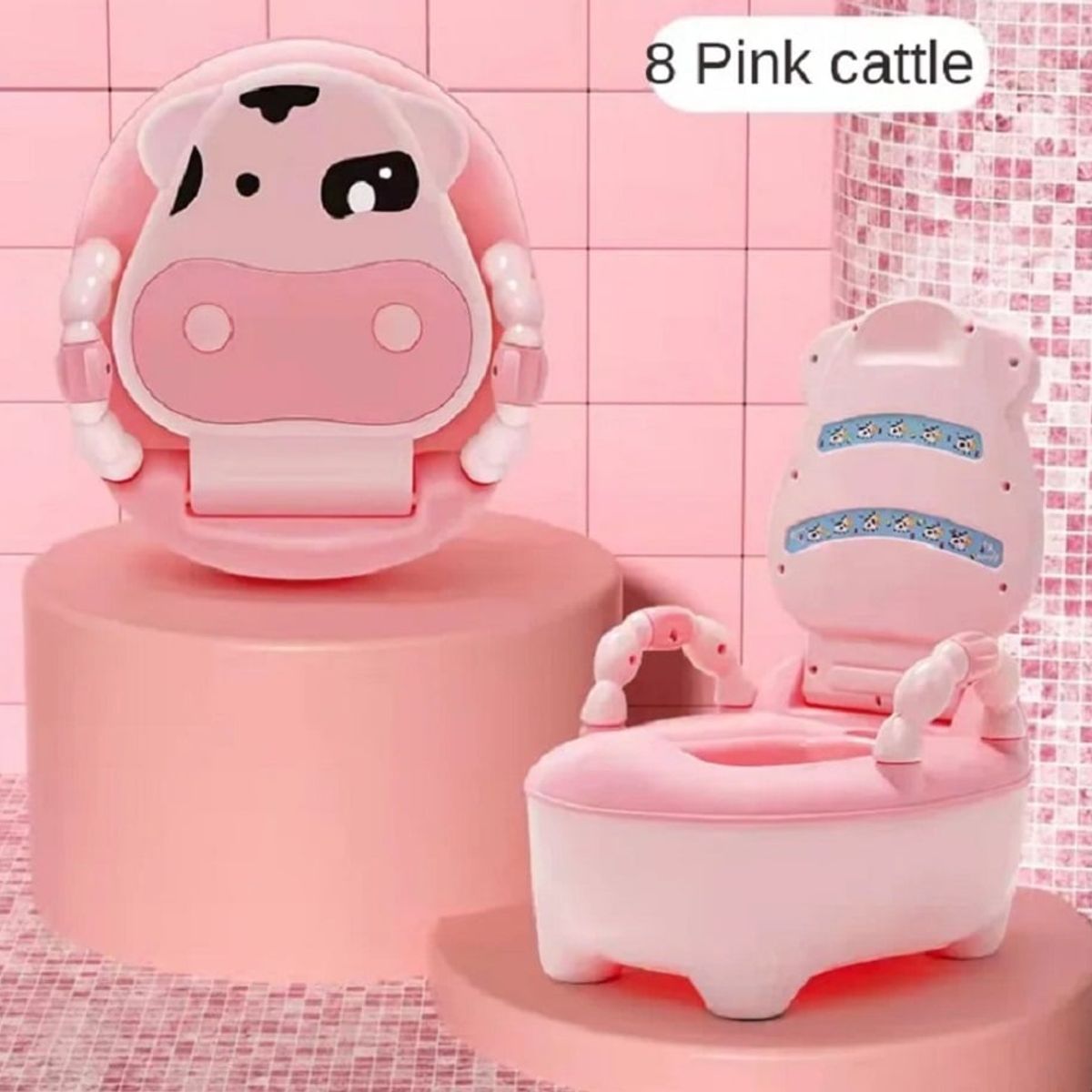 GENERICO - Bacín de Entrenamiento para Bebé Niñas Vaquita Rosado