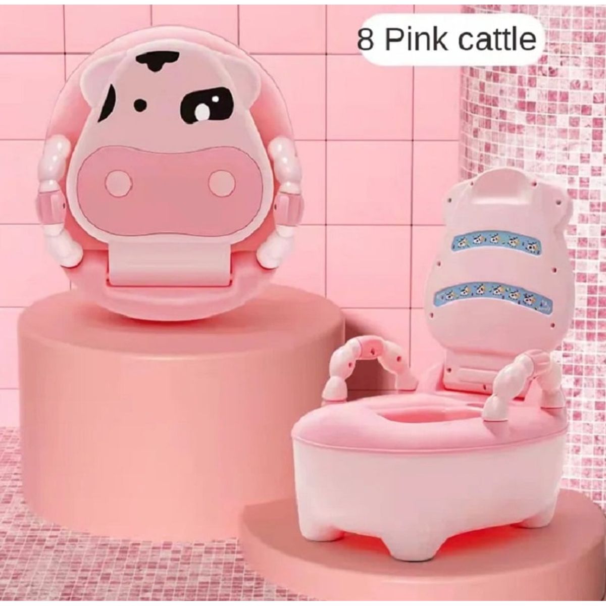 GENERICO - Bacín de Entrenamiento para Bebé Niñas Vaquita Rosado