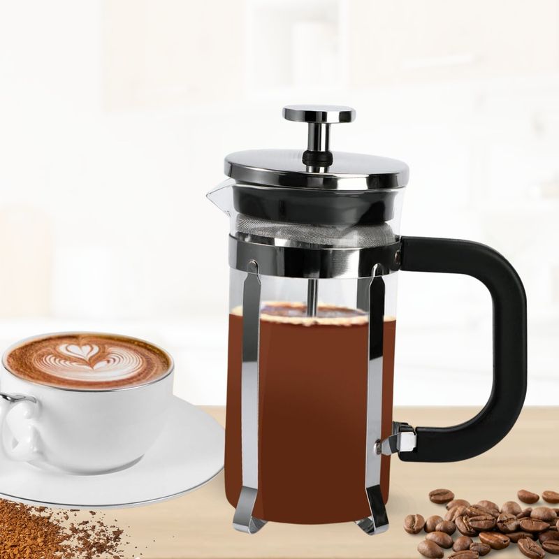 GENERICO - CAFETERA FRANCESA DISEÑO PLATEADO DE 1LT
