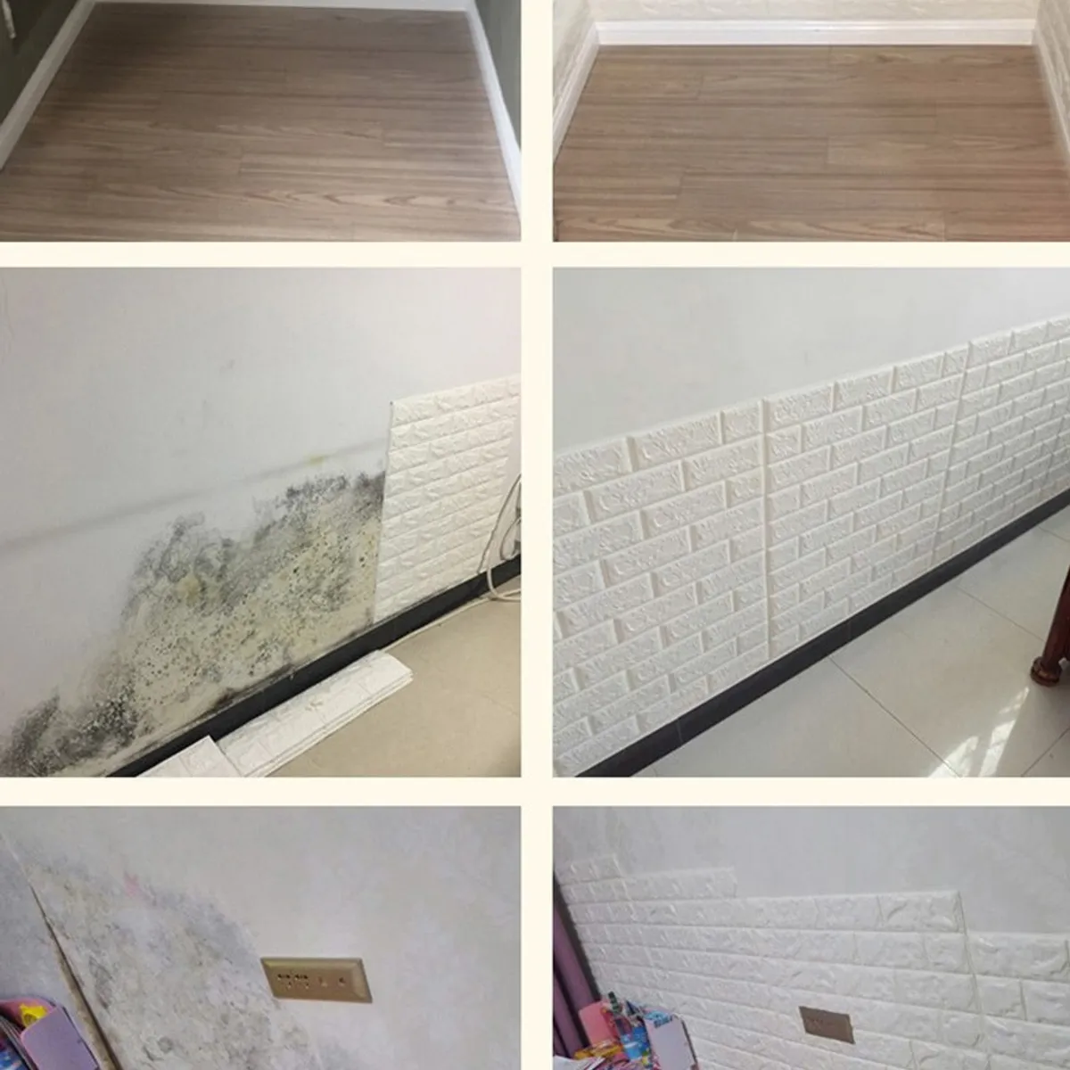 GENERICO - Papel Tapiz Lavable Textura 3d De Ladrillos Con Relieve PACK X 3 Pcs