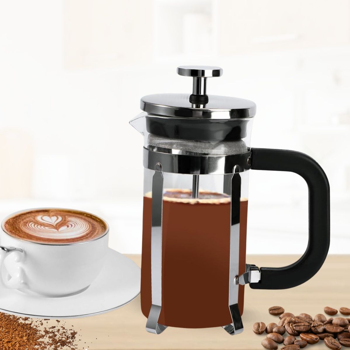 GENERICO - Cafetera Prensa Francesa: Color Plata 1lt