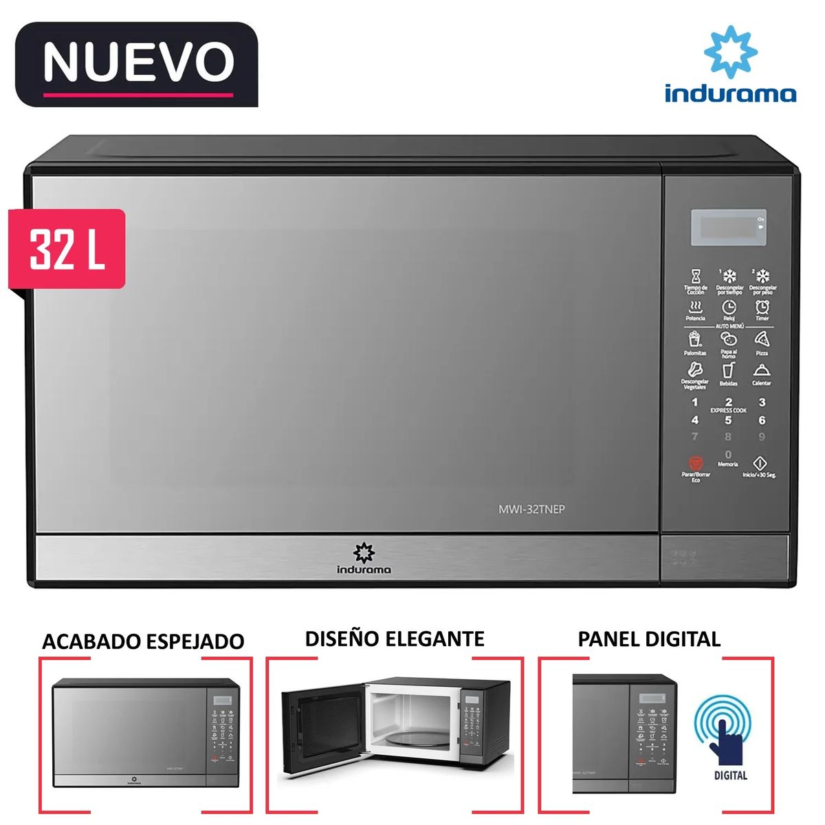 INDURAMA - Horno Microondas Digital 32L Indurama MWI-32TNEP.