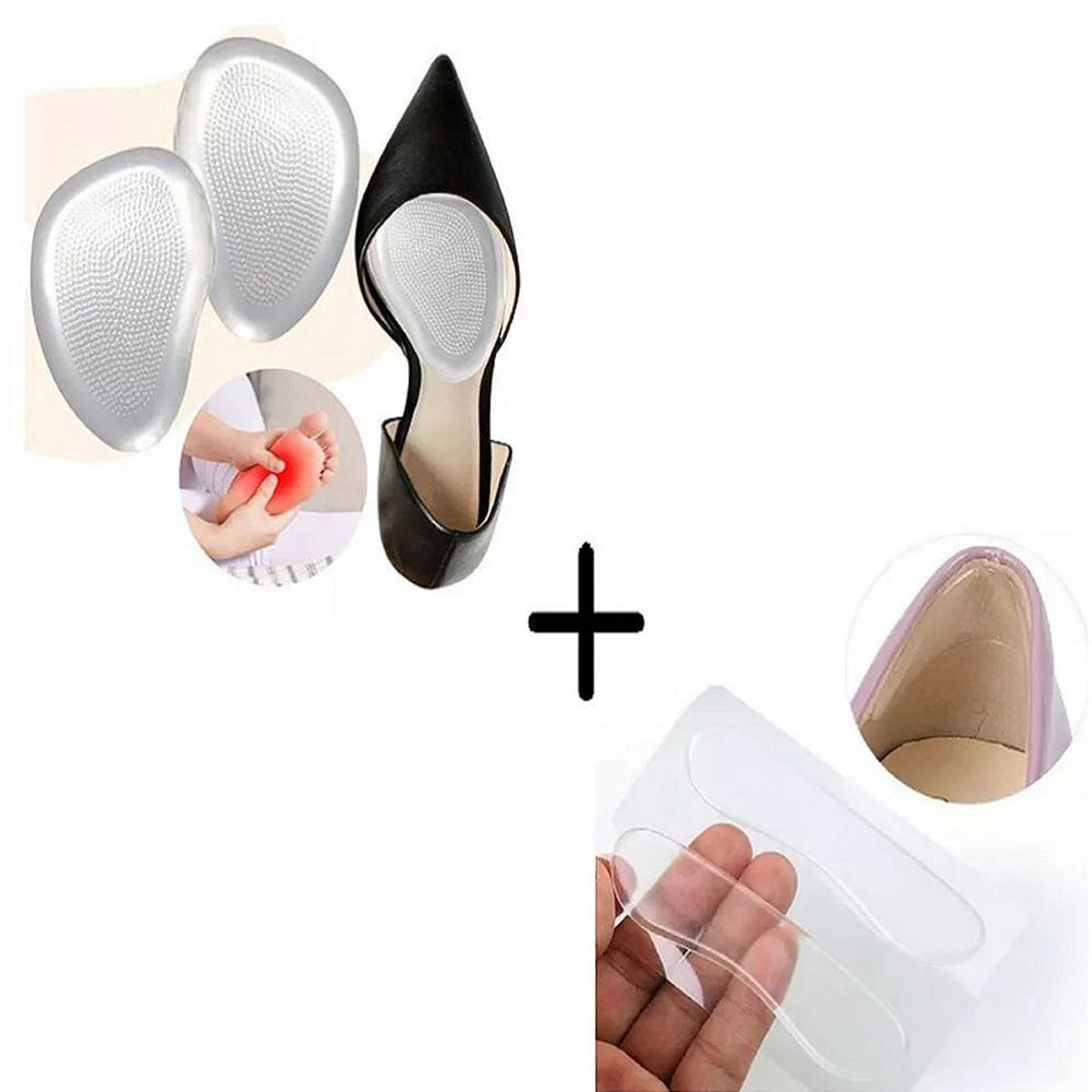 MEGIMPERU - Pack X2 Kit 2 en 1 Plantilla para Antepié y Talón Silicona