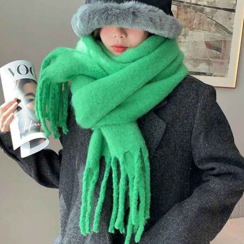 GENERICO - Maxibufandas Chunky Verde Cashmere Bufandas Soft - Miden 200x40 cms