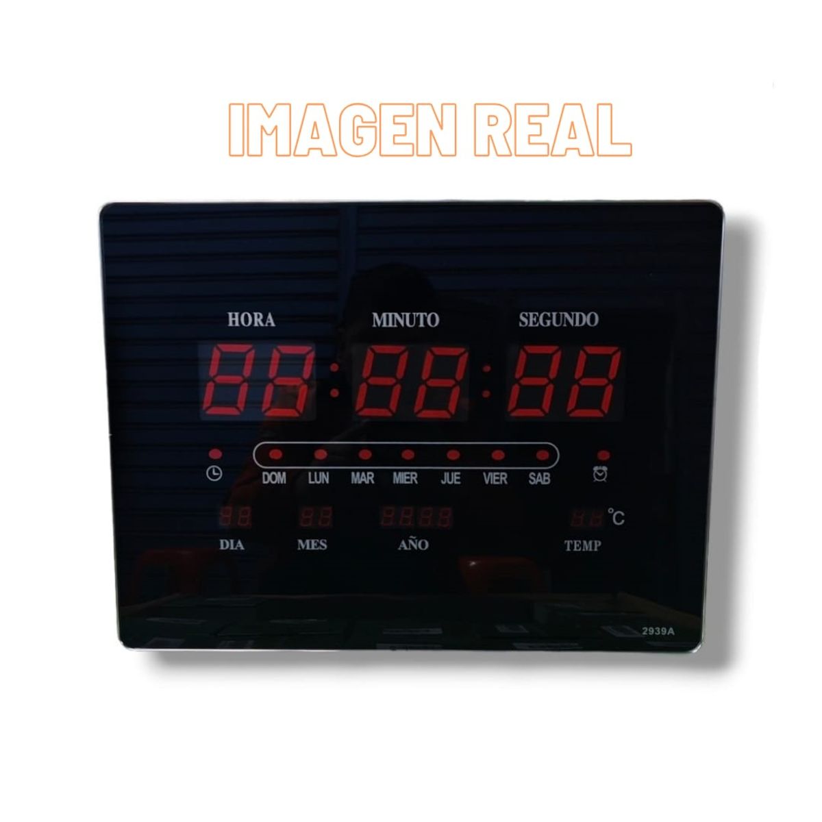 IMPORTADO MC - Reloj Digital de Pared Alarma Calendario Temperatura 30X40cm