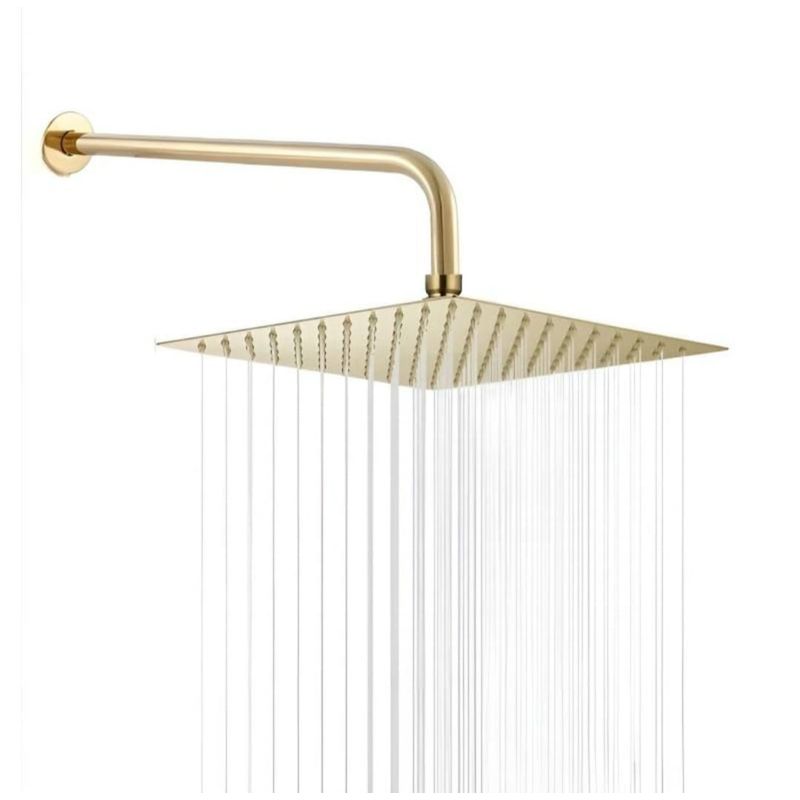 GENERICO - Cabeza Ducha Española 20CM Dorado Brillante en Acero inoxidable SS304
