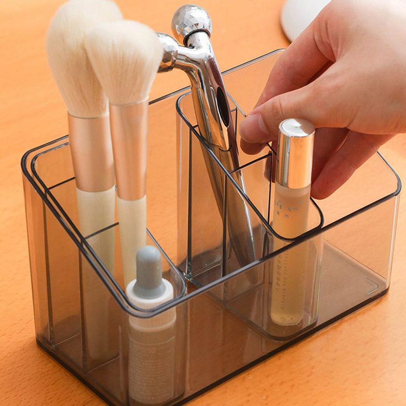 GENERICO - Caja Organizadora de Cosmético Maquillaje con Divisiones Gris x2