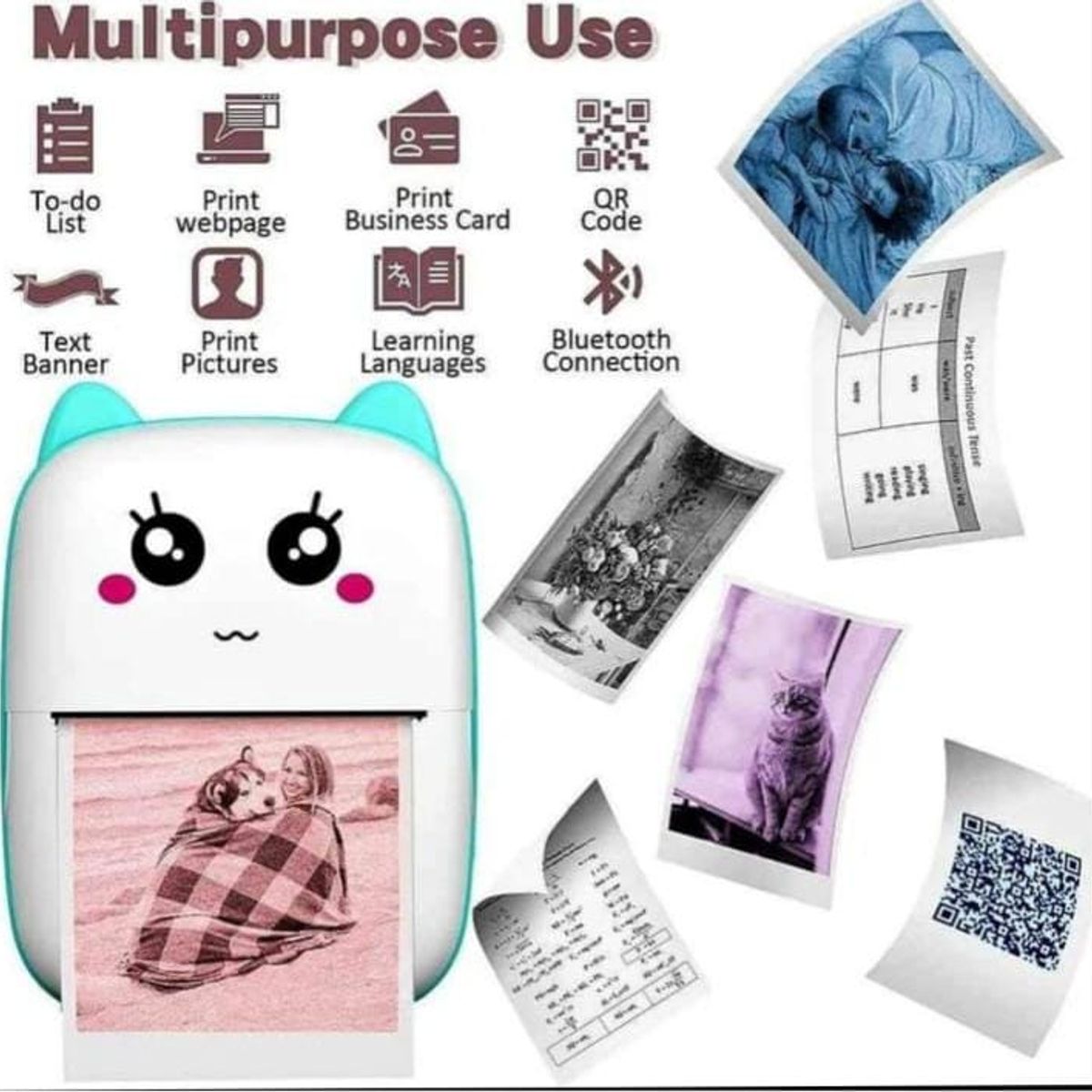 GENERICO - Mini Impresora de Gatito Color Verde