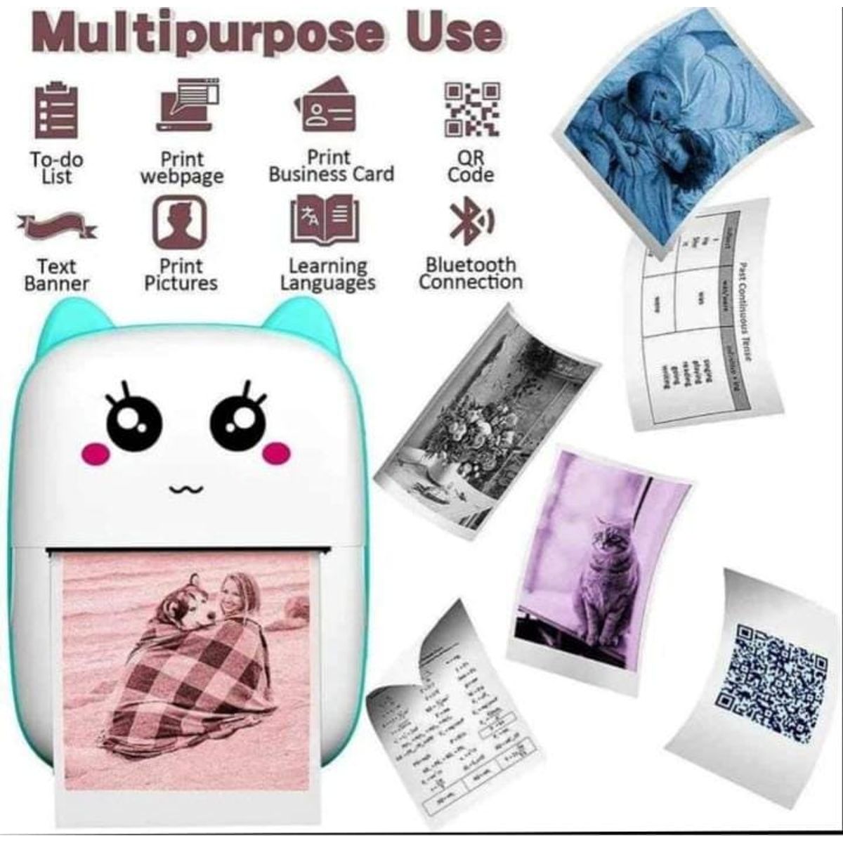 GENERICO - Mini Impresora de Gatito Color Verde