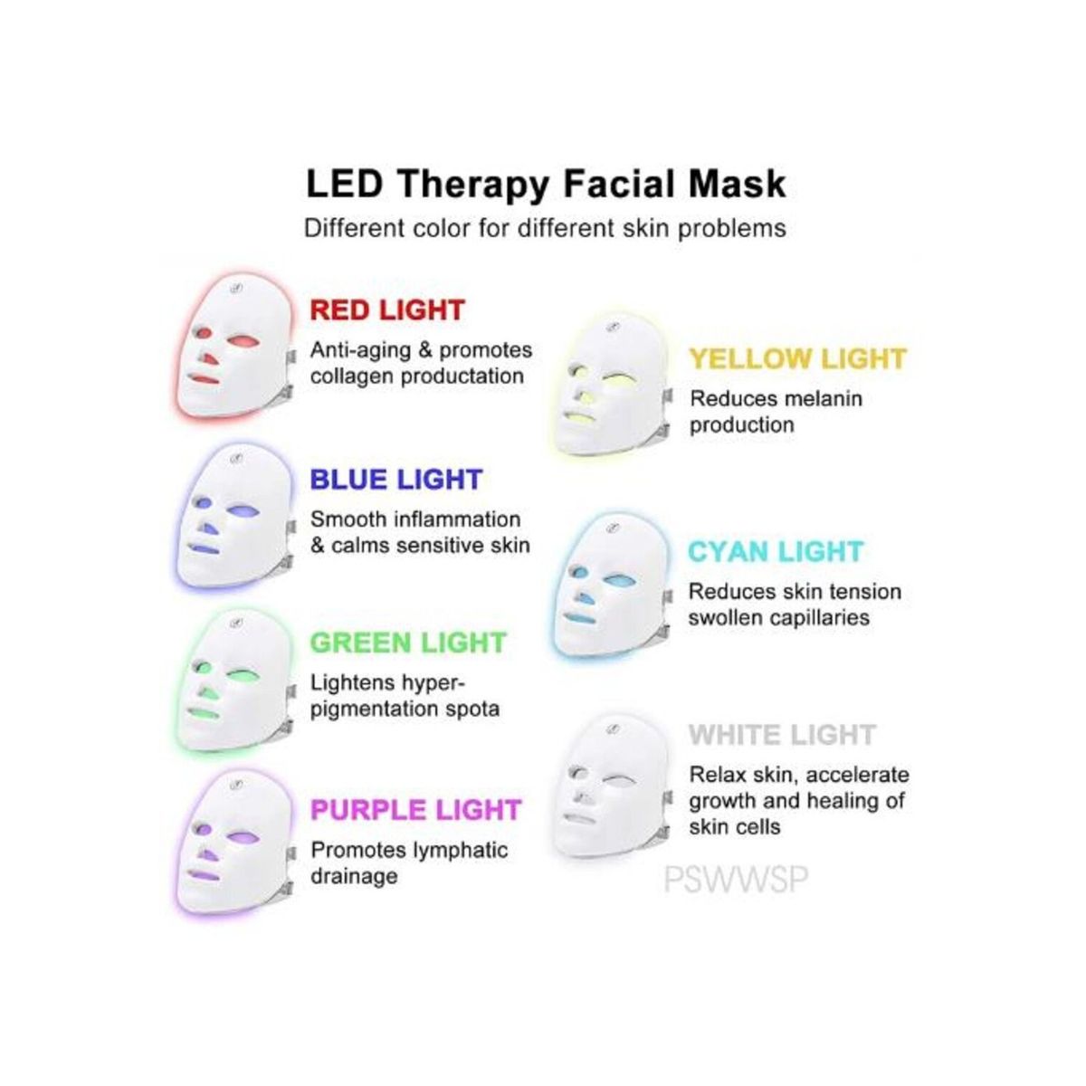 GENERICO - MASCARA LED FACIL 7 COLORES PRO ANTIAGE ACNE COLAGENO