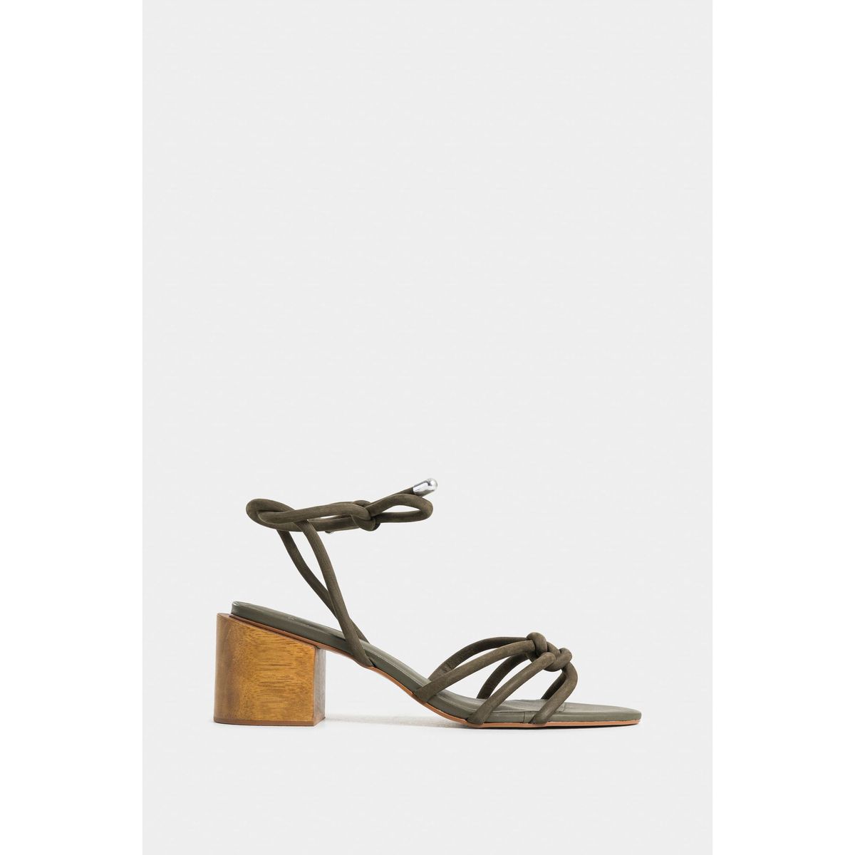 VELEZ - Vélez Sandalia Tacón Hibis De Cuero Gamuza Para Mujer Verde