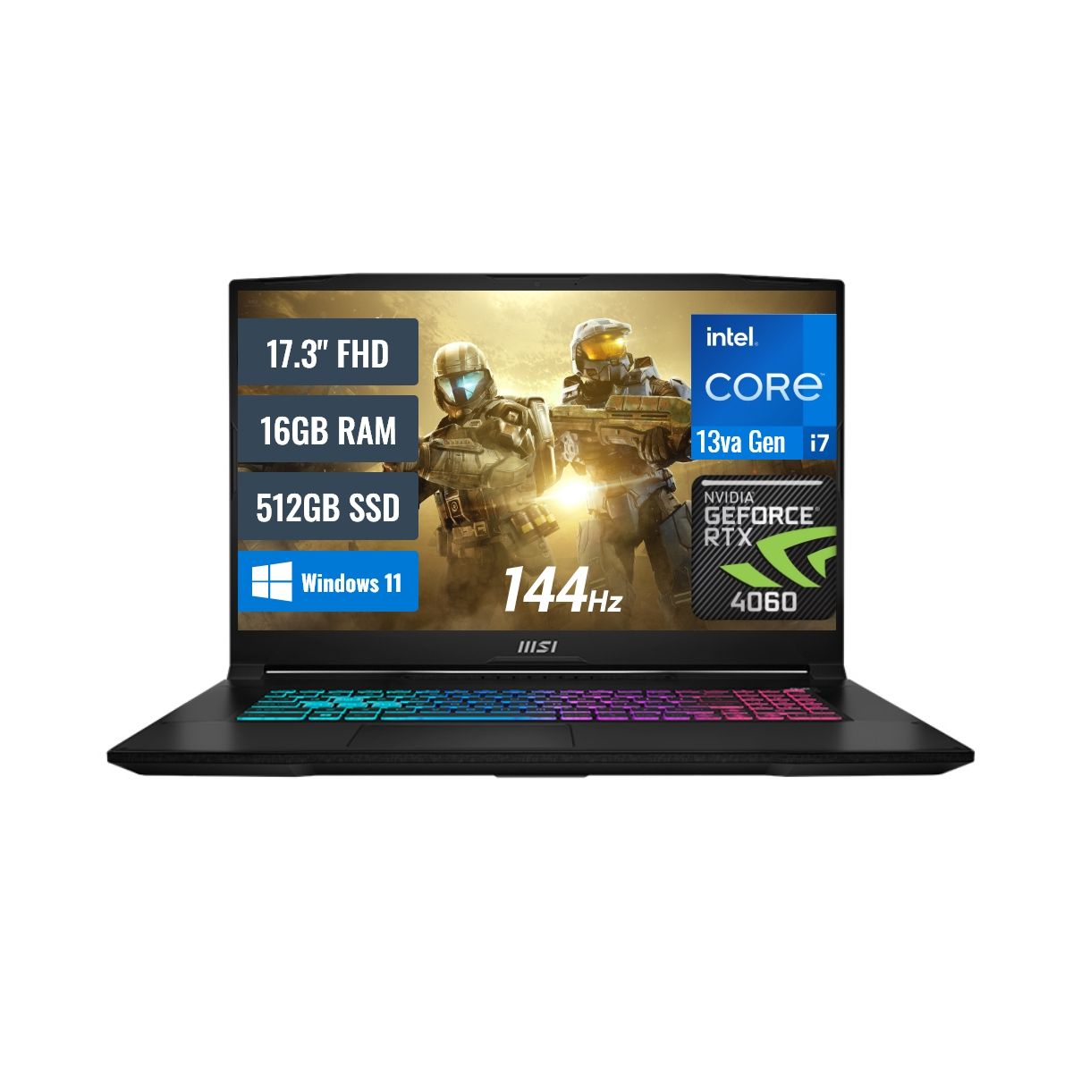 MSI - Laptop MSI Katana 17 B13VFK Intel Core i7 13620H 16GB RAM 512GB SSD RTX 4060 17.3 FHD Windows 11