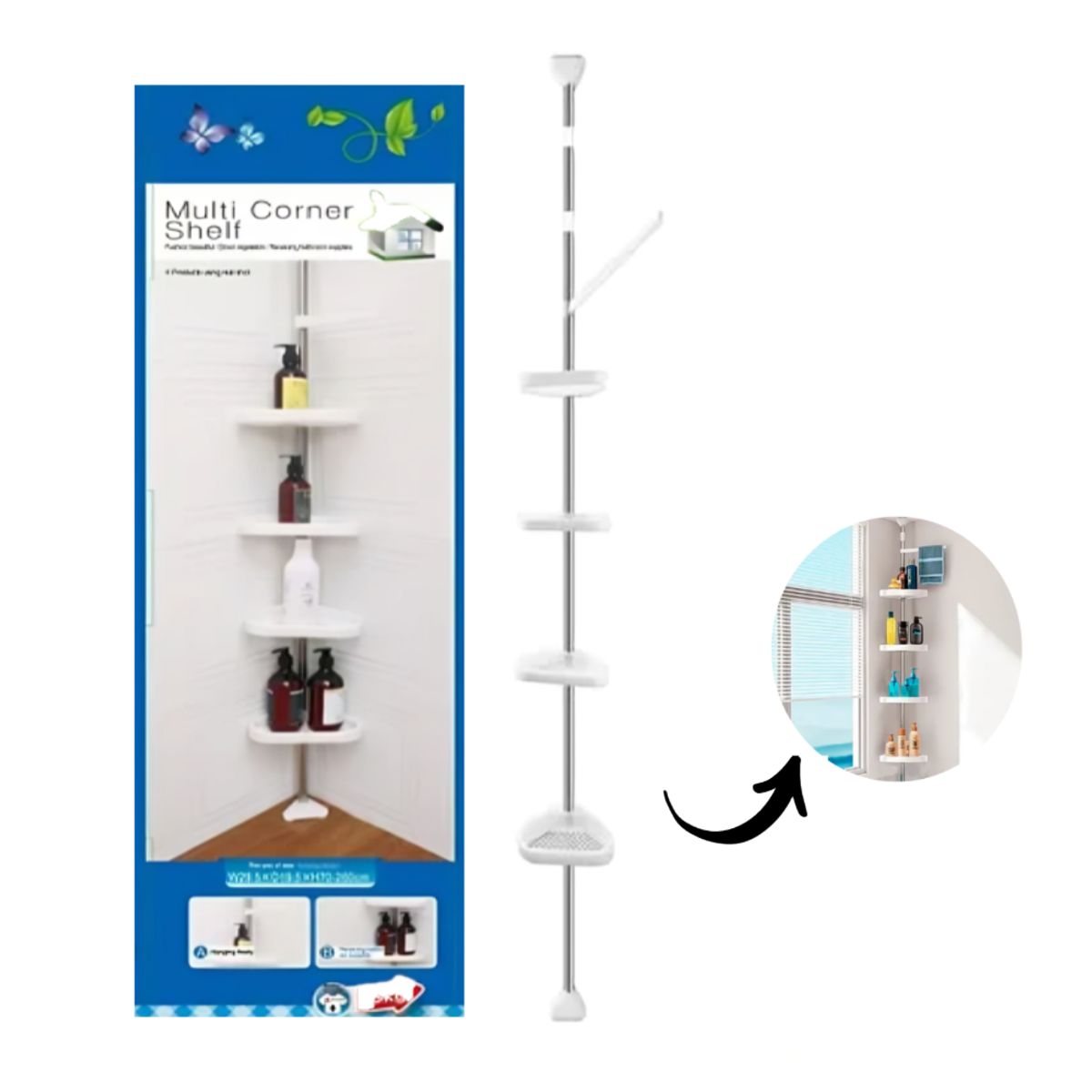 GENERICO - Esquinero Estante Organizador 4 Niveles Regulable multiuso - 260 cm